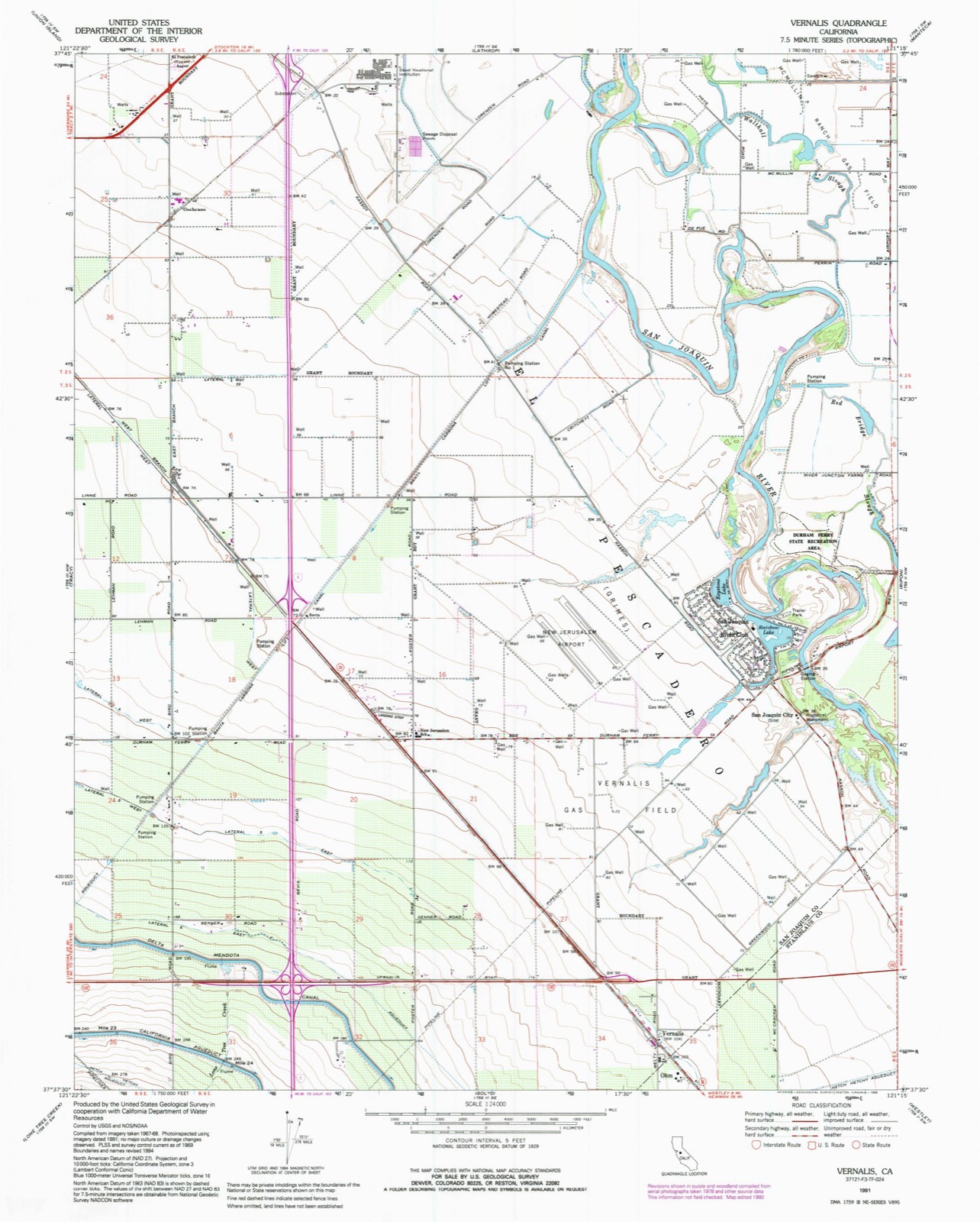 Topographic sheet of San Joaquin River Club, surveyed 1991