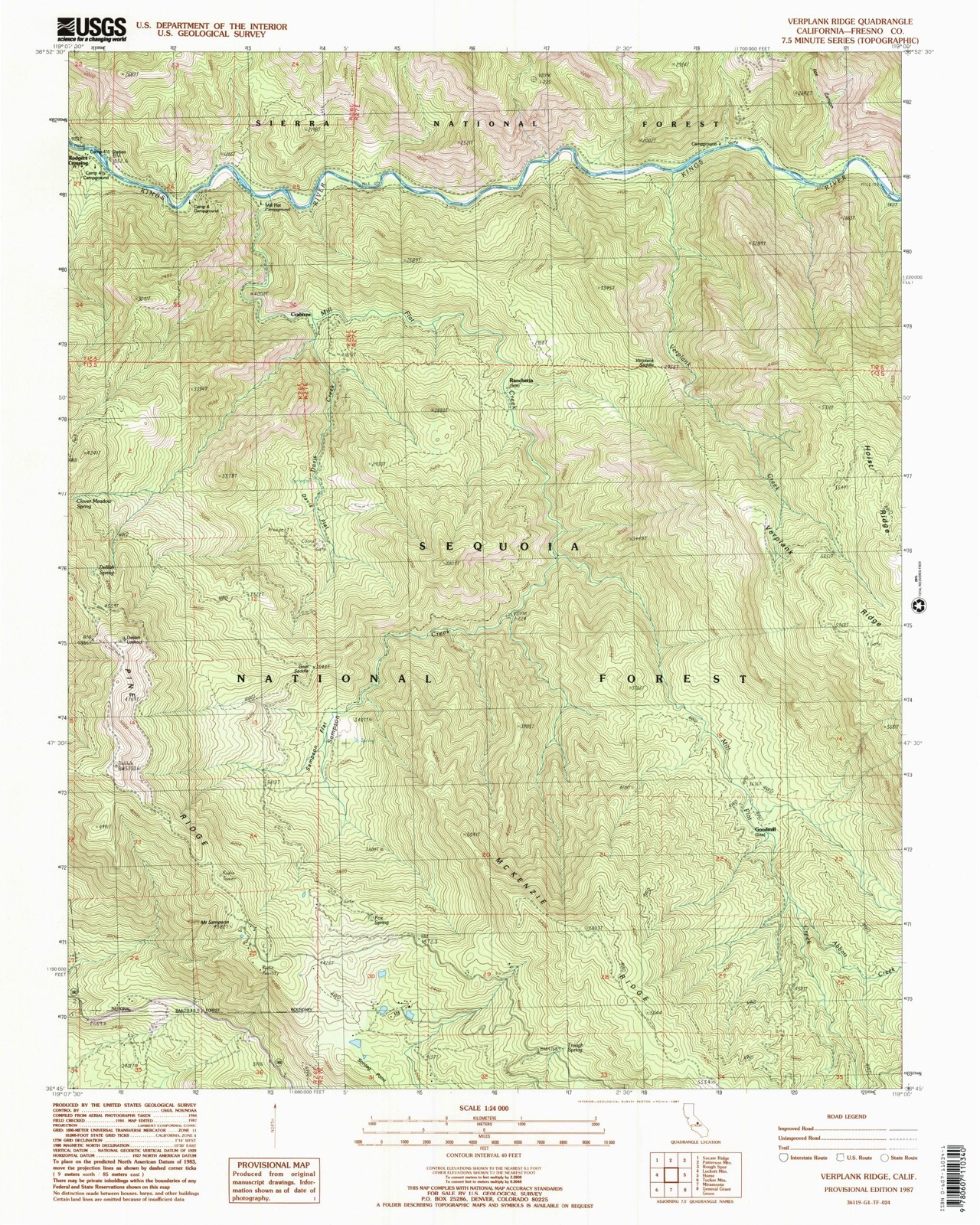 Topographic sheet of Crabtree, surveyed 1987