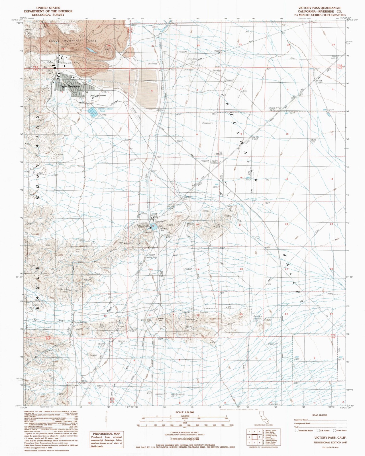 Topographic sheet of Eagle Mountain, surveyed 1987
