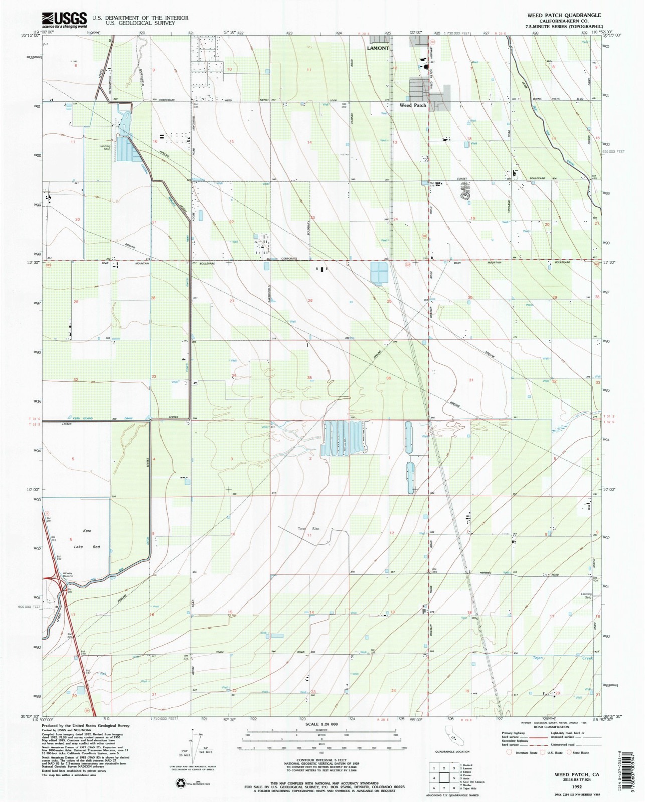 Topographic sheet of Weedpatch, surveyed 1992