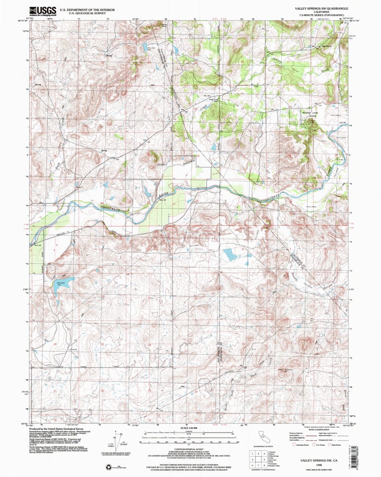 Topographic sheet of Oak Grove, surveyed 1998