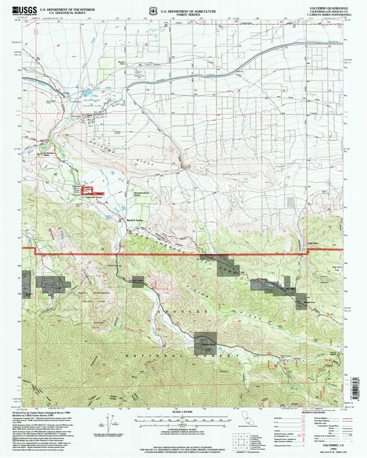 Topographic sheet of Big Rock Springs, surveyed 1995