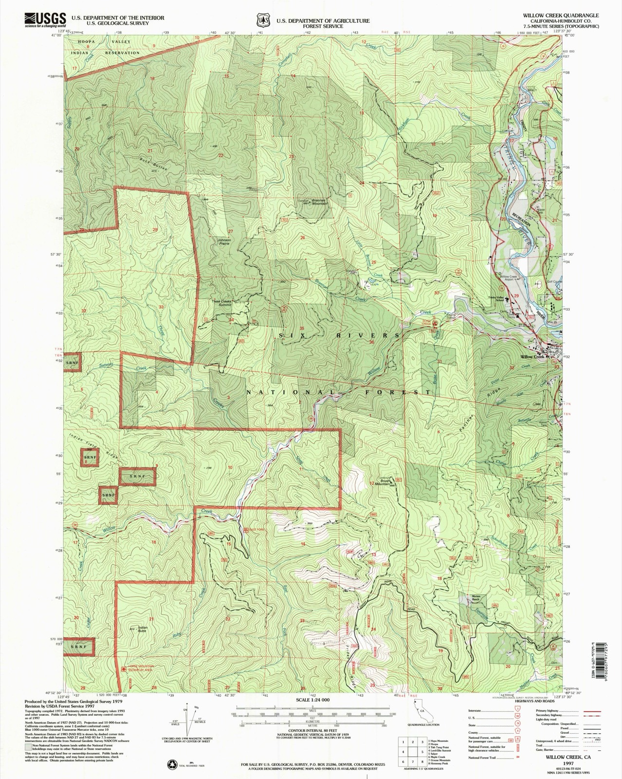 Topographic sheet of Willow Creek, surveyed 1997