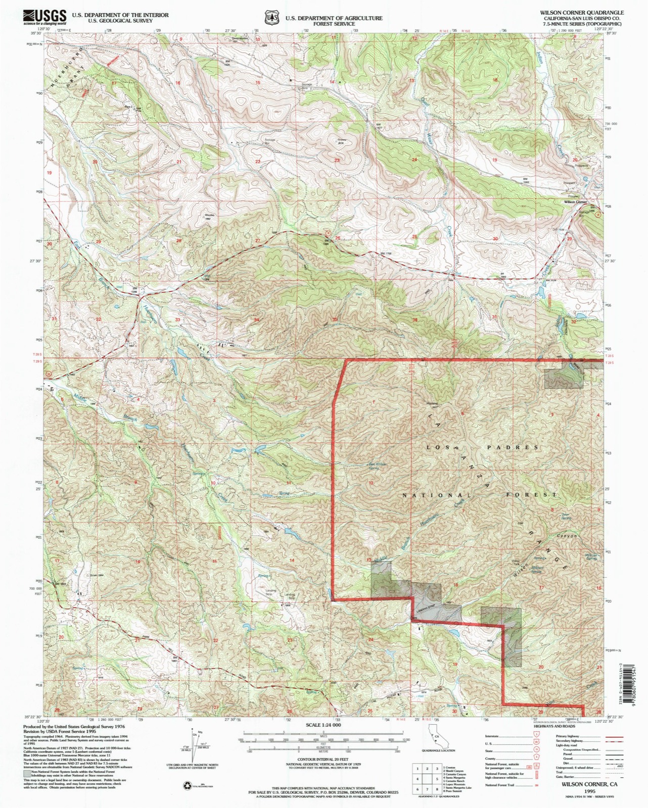 Topographic sheet of Wilson Corner, surveyed 1995