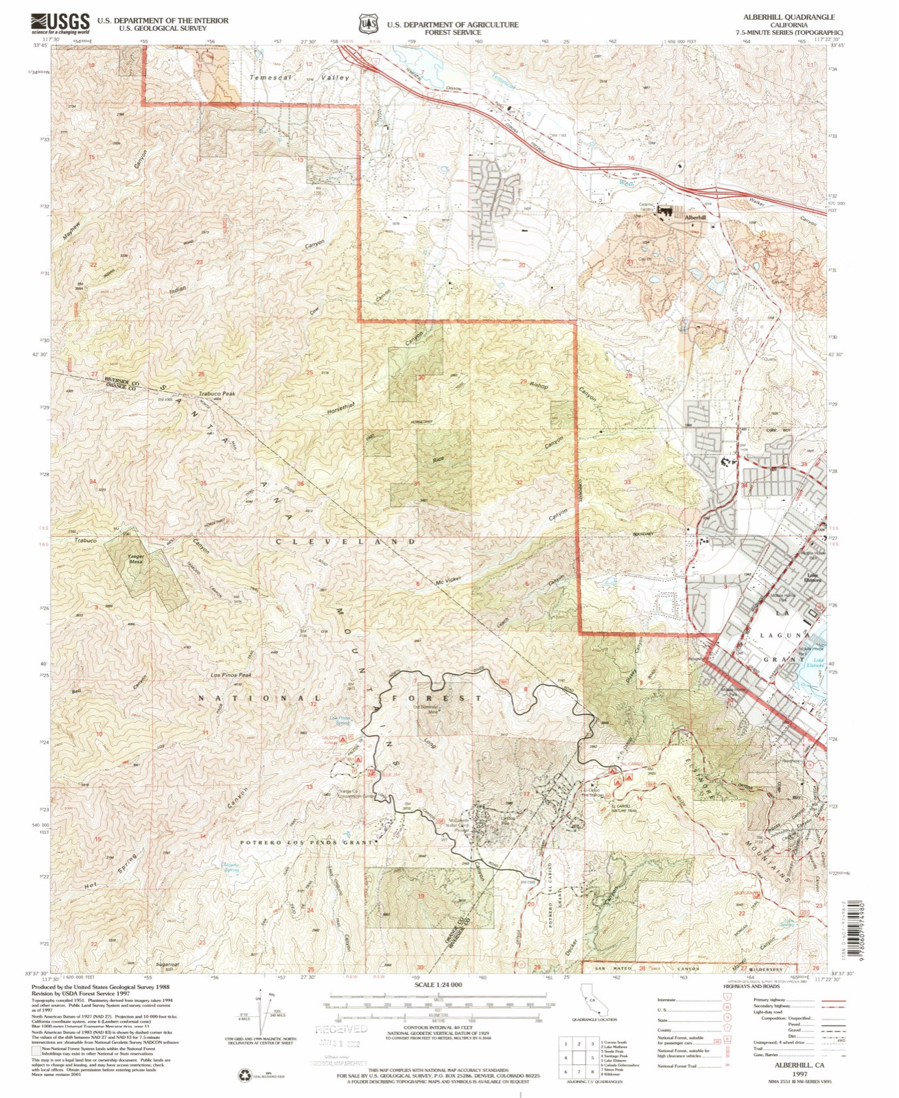 Topographic sheet of Alberhill, surveyed 1997