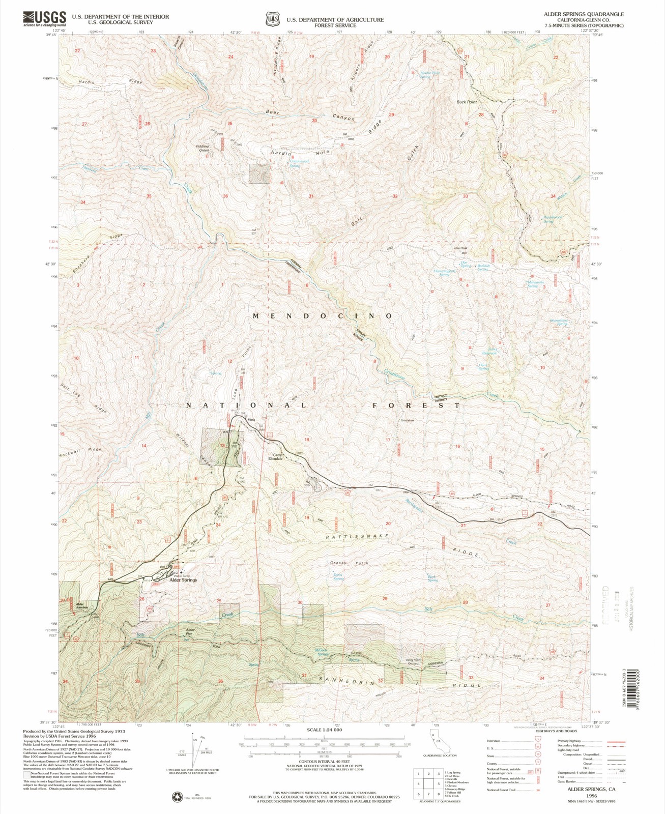 Topographic sheet of Fiddlers Green, surveyed 1996