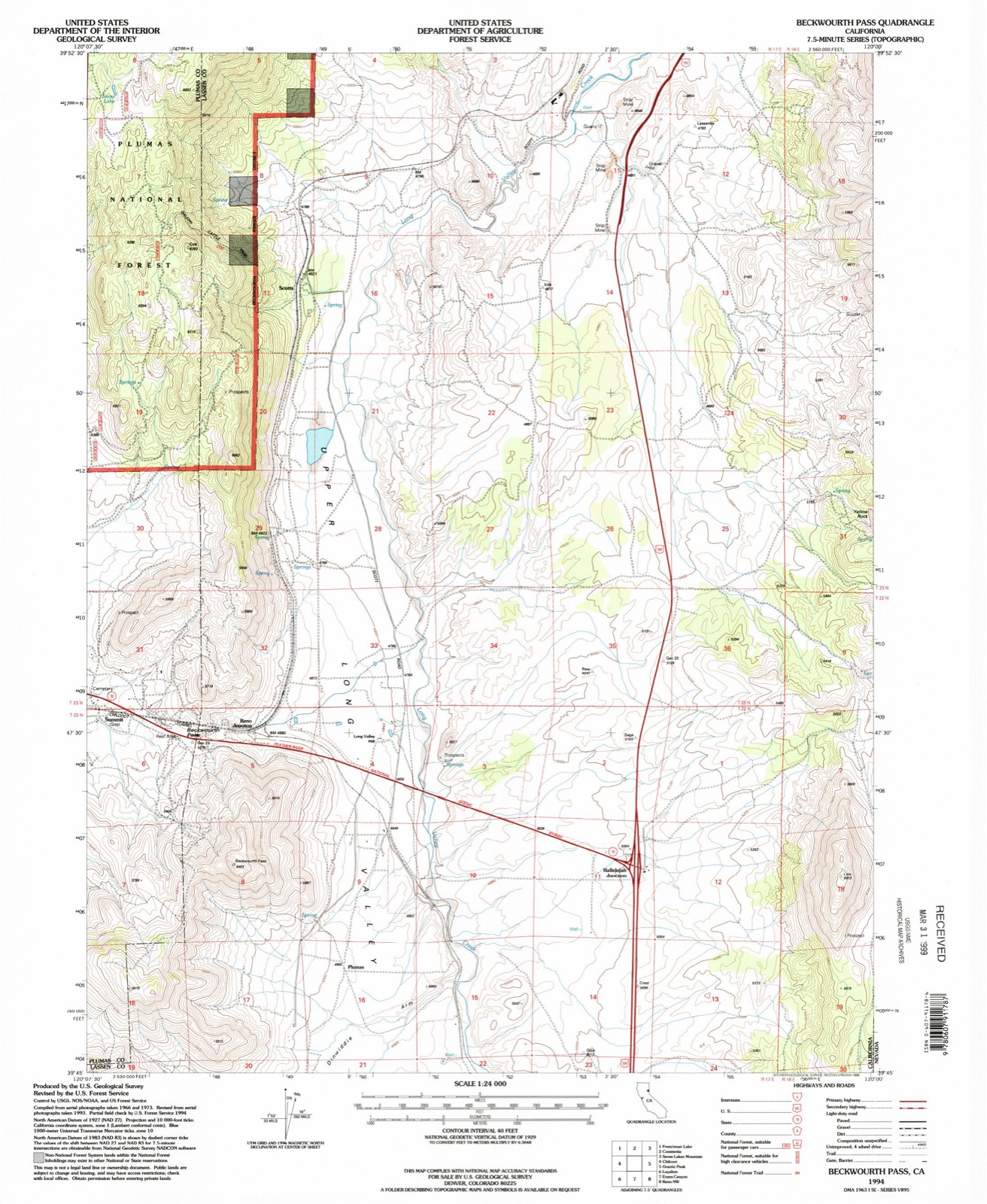 Topographic sheet of Plumas, surveyed 1994