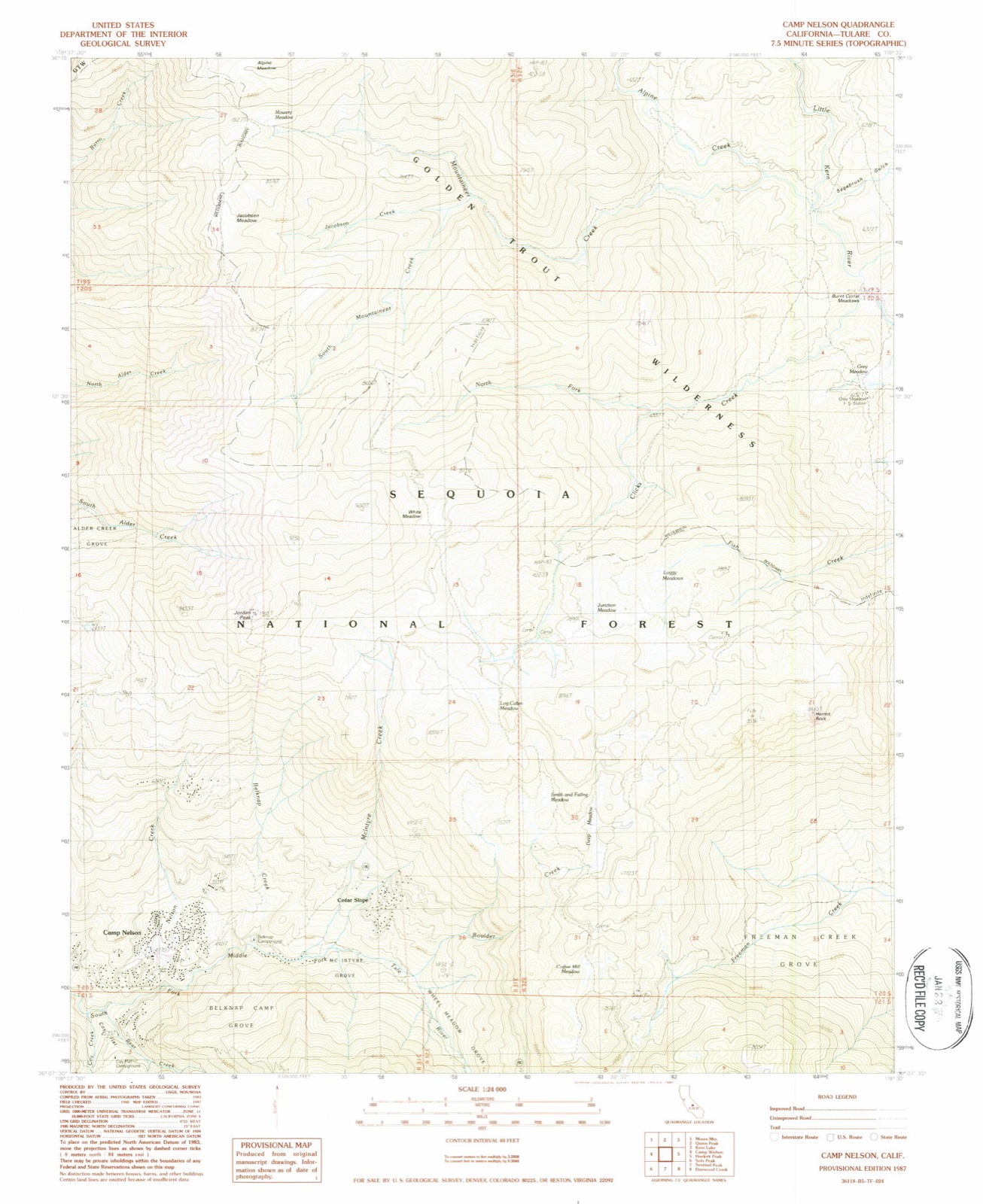 Topographic sheet of Cedar Slope, surveyed 1987