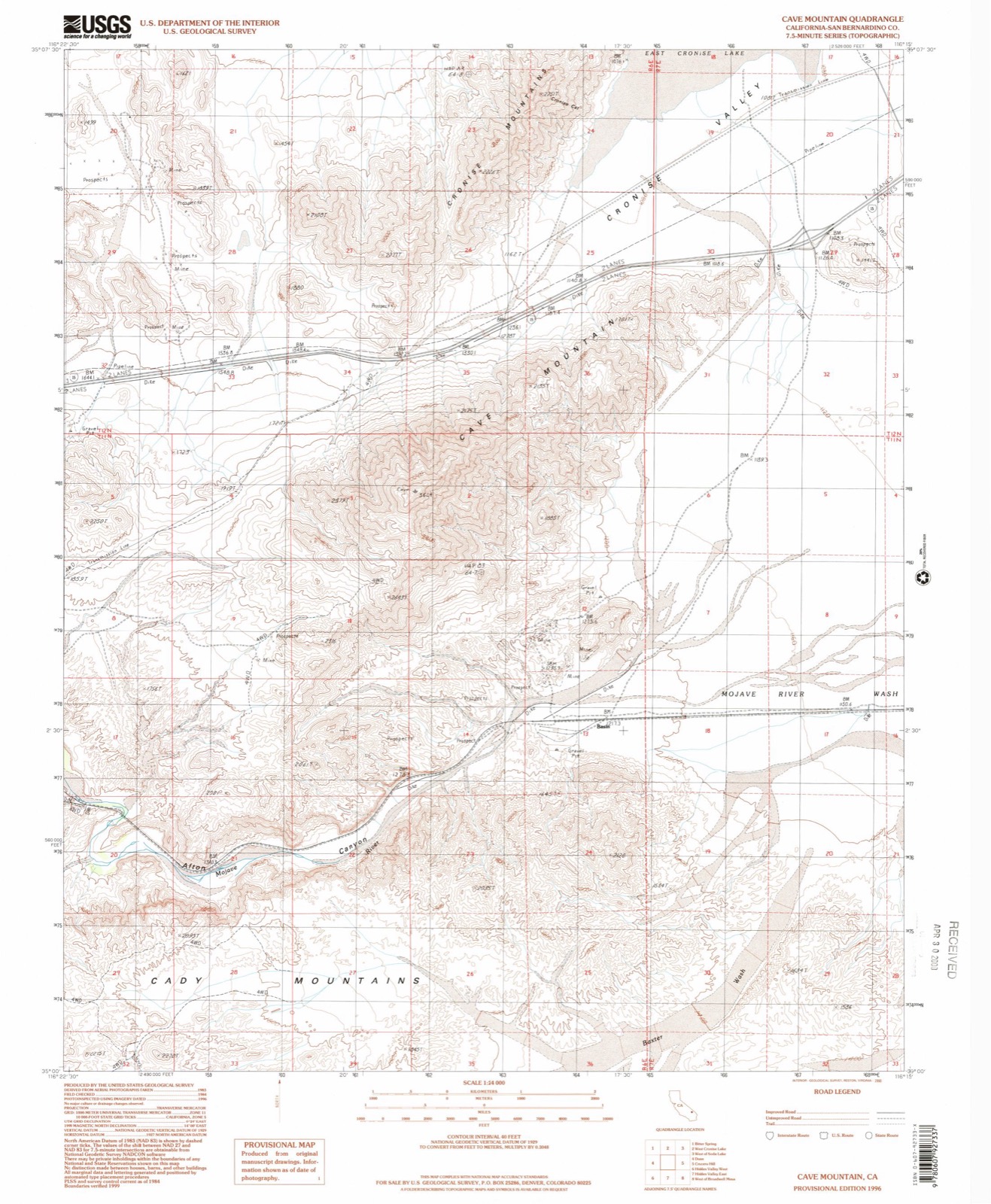 Topographic sheet of Basin, surveyed 1996