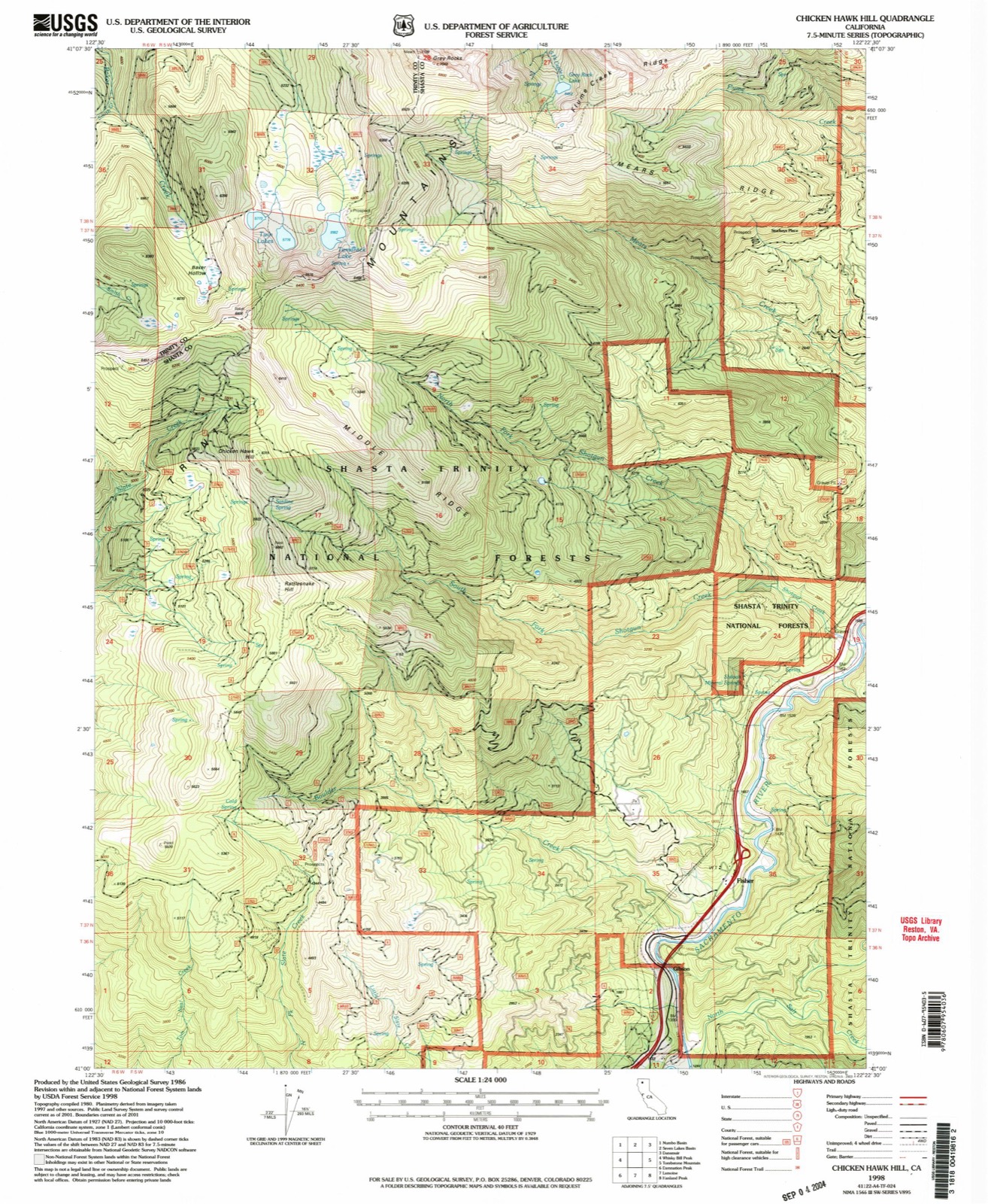 Topographic sheet of Fisher, surveyed 1998