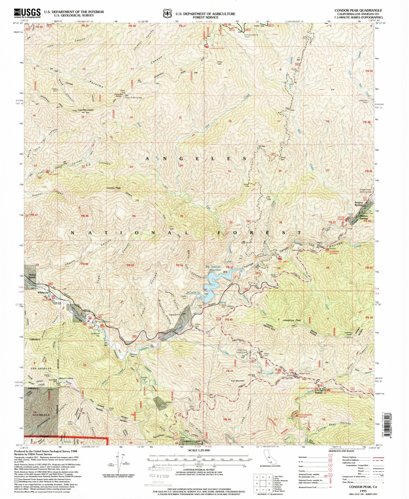 Topographic sheet of Hidden Springs, surveyed 1995