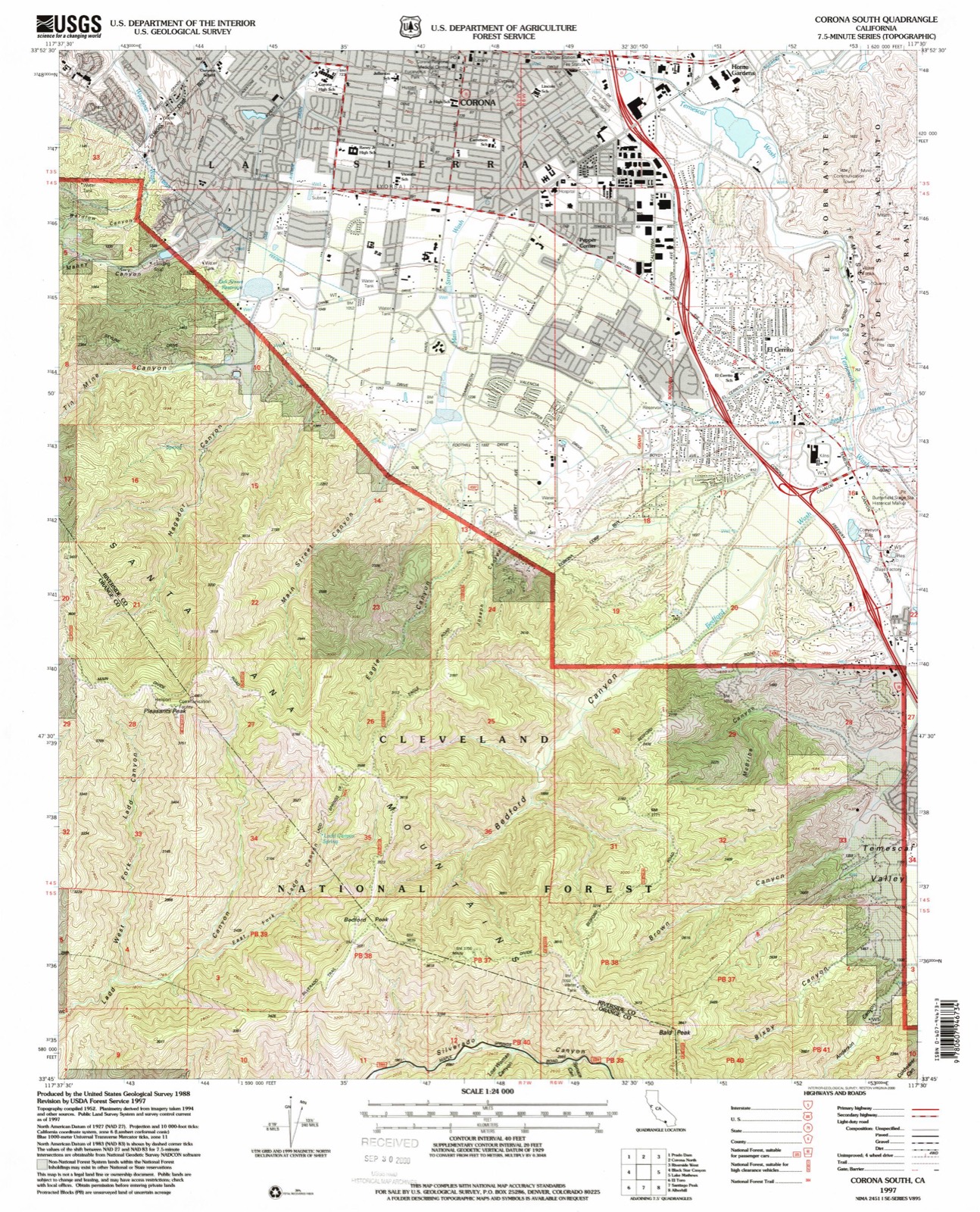 Topographic sheet of El Cerrito, surveyed 1997