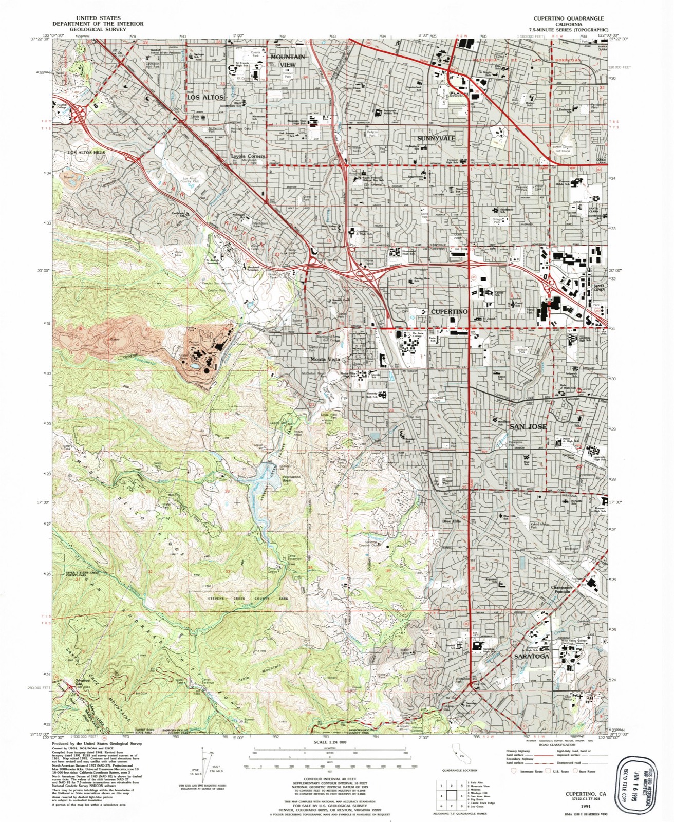 Topographic sheet of Woodland Acres, surveyed 1991