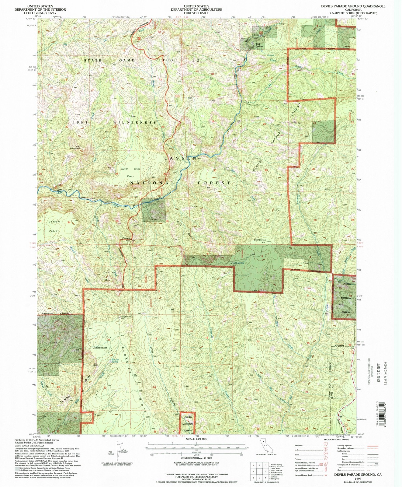 Topographic sheet of Polk Springs, surveyed 1995