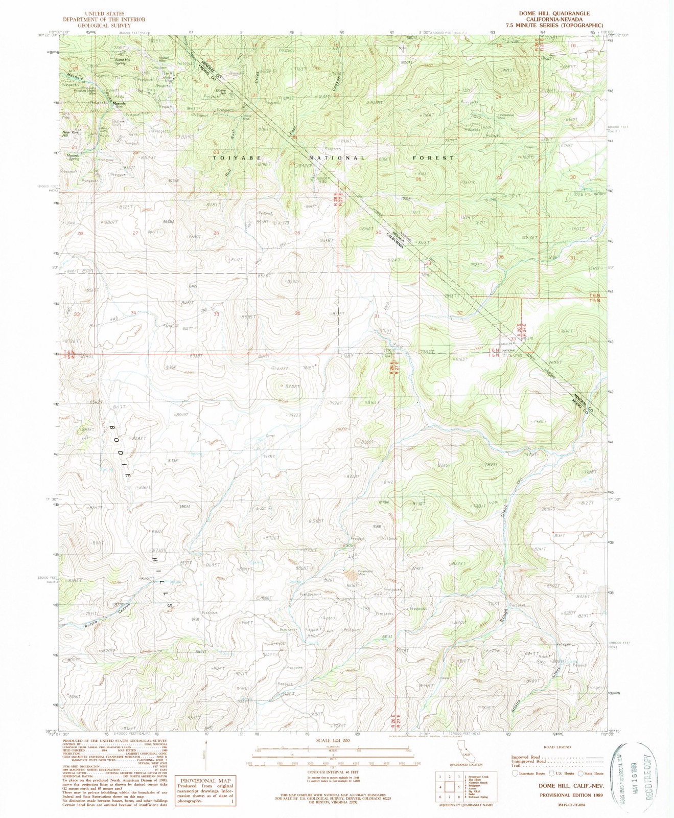 Topographic sheet of Lower Town, surveyed 1989