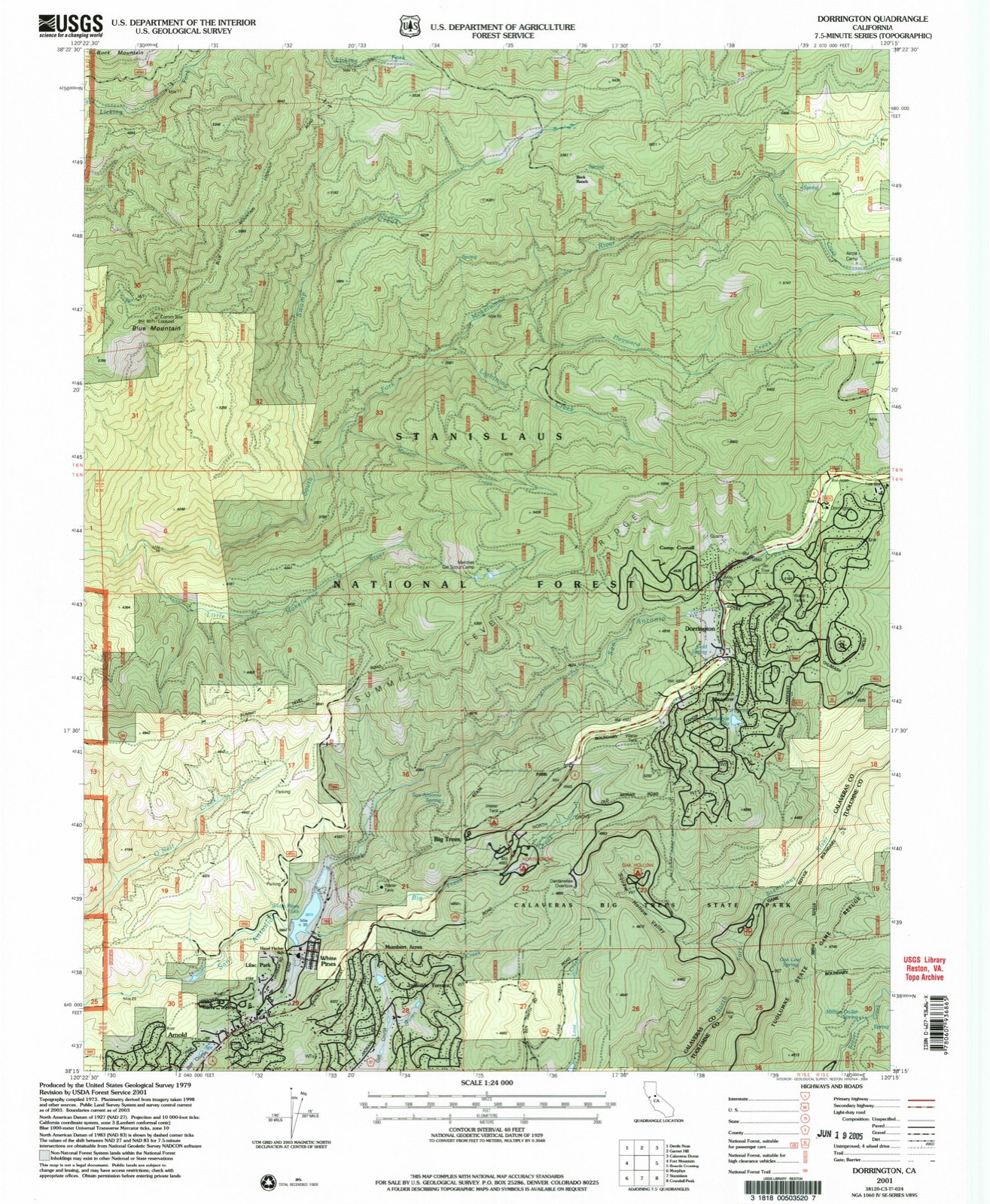 Topographic sheet of Blue Lake Junction, surveyed 2001
