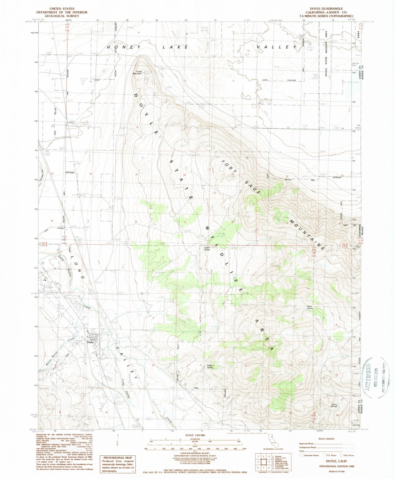 Topographic sheet of Doyle, surveyed 1988