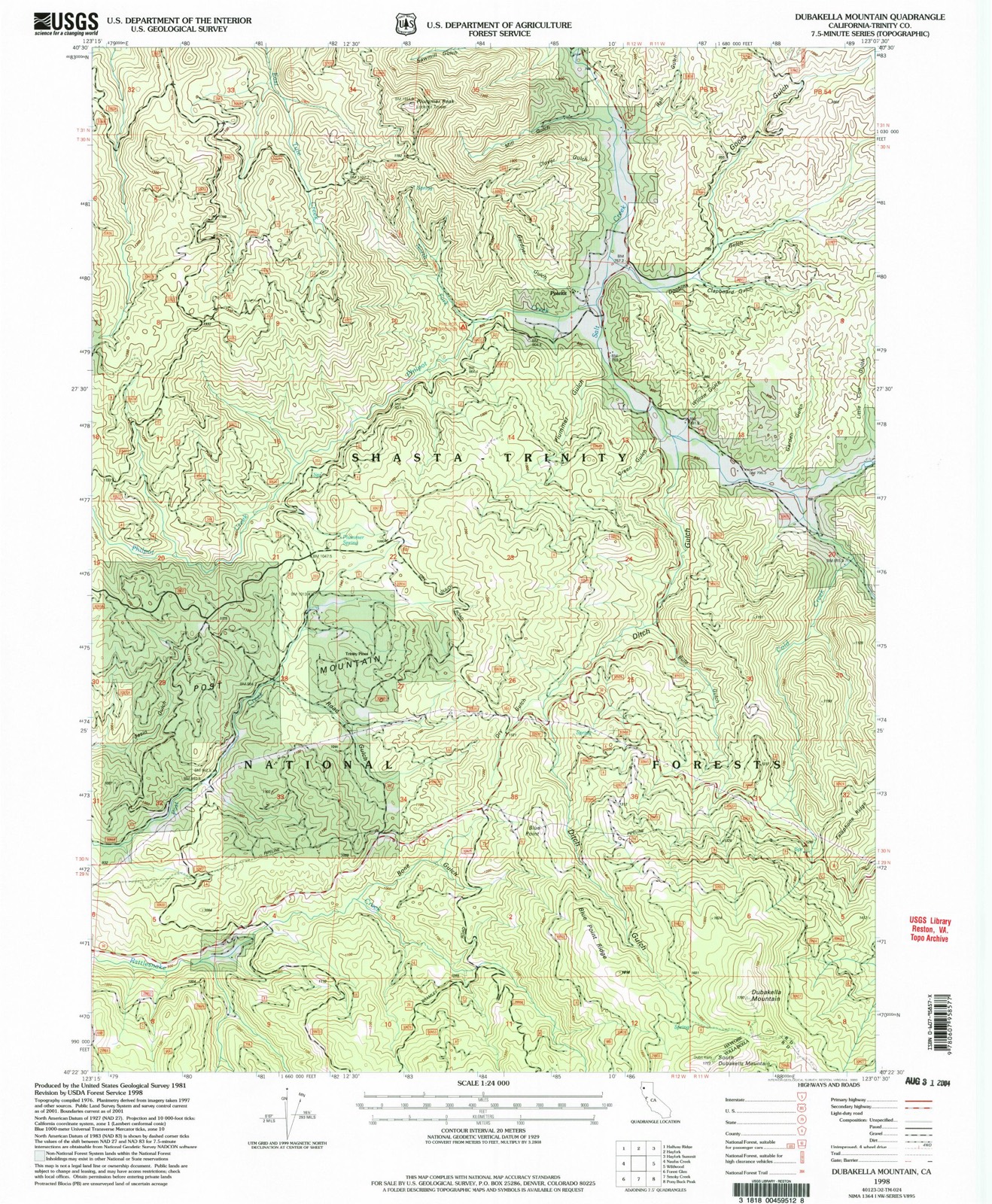 Topographic sheet of Post Mountain, surveyed 1998