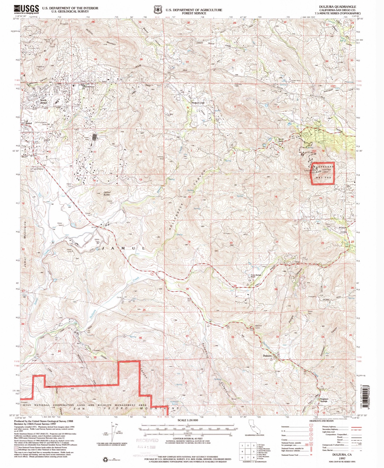 Topographic sheet of Engineer Springs, surveyed 1997