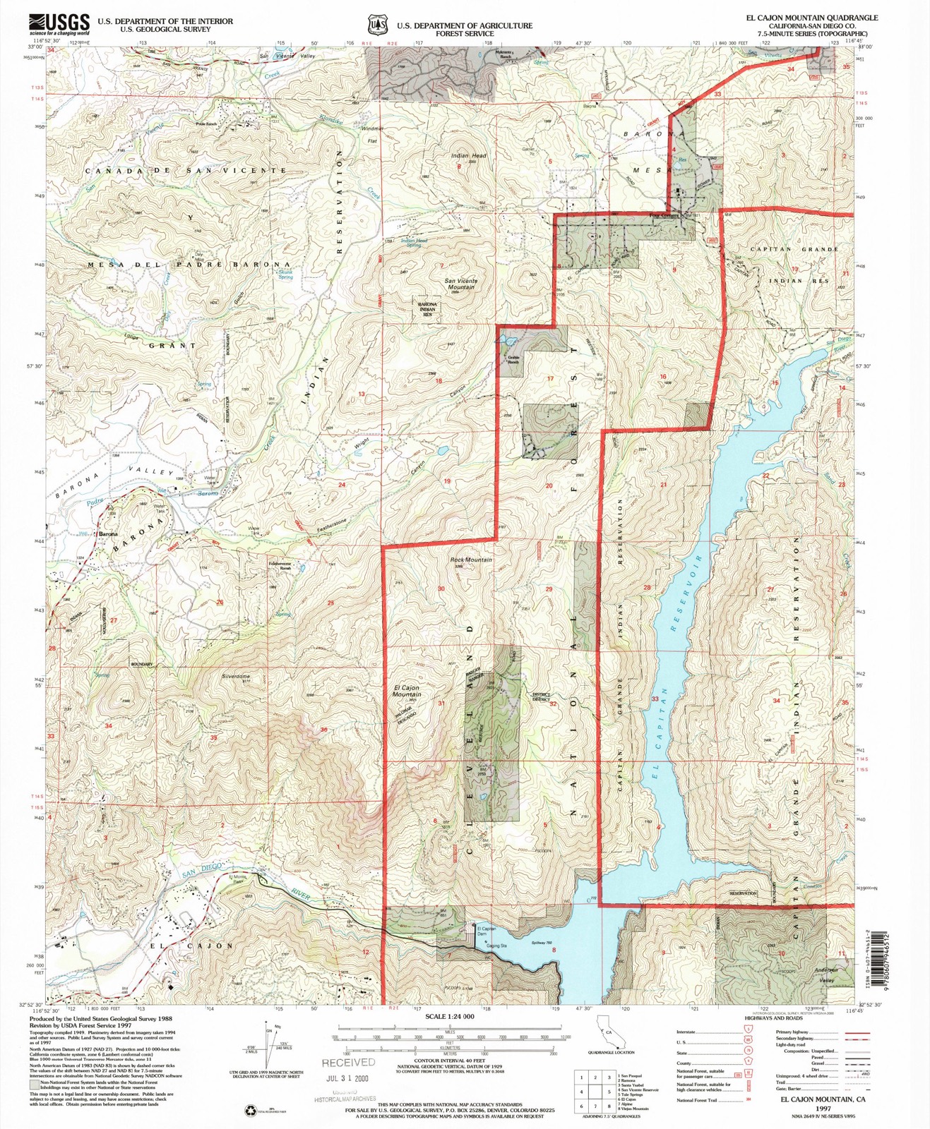 Topographic sheet of Barona, surveyed 1997