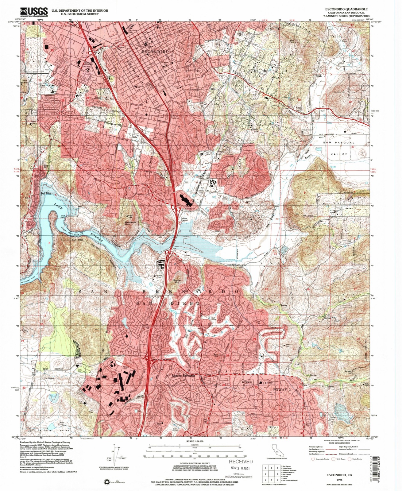 Topographic sheet of Del Dios, surveyed 1996