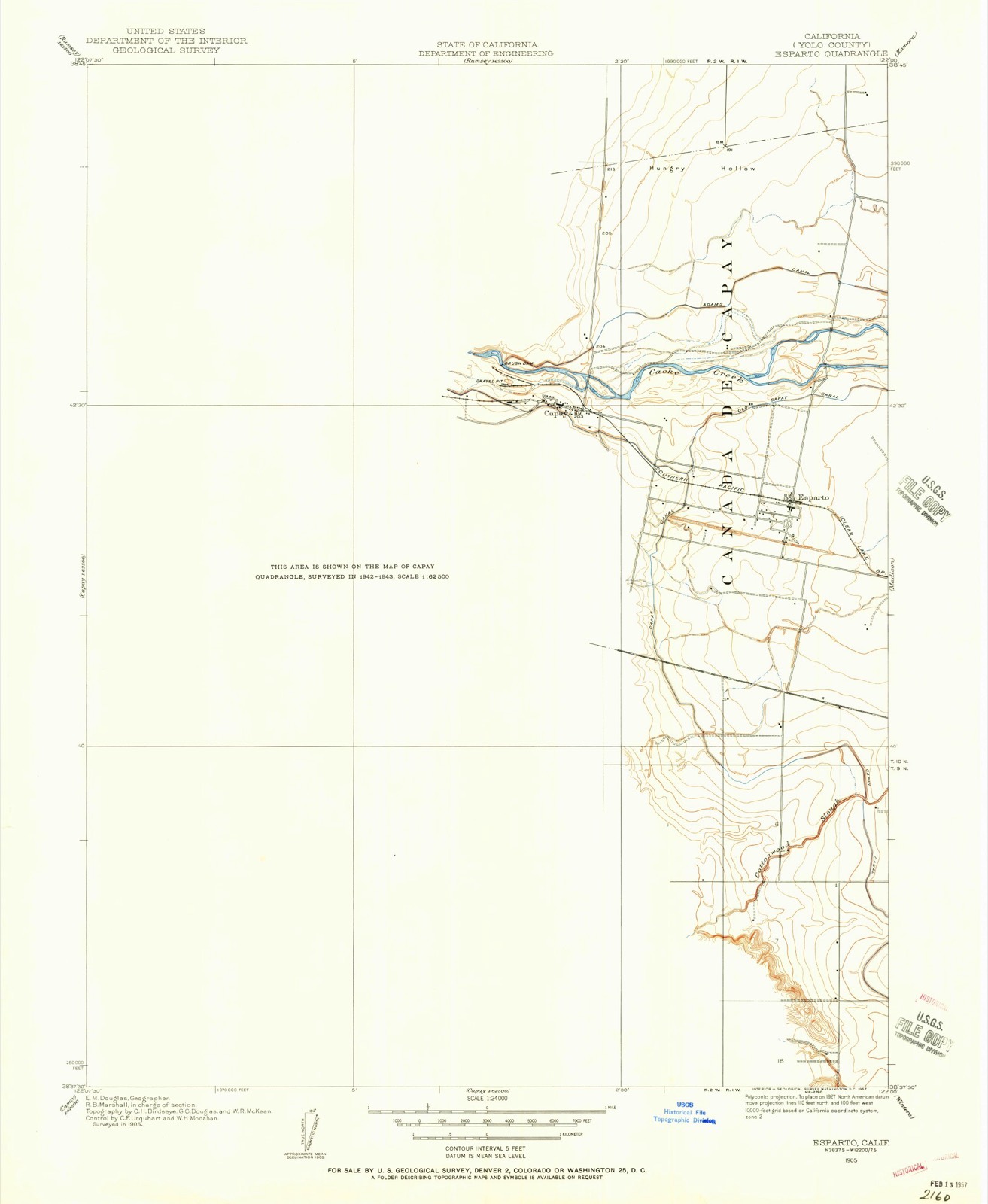 Topographic sheet of Capay, surveyed 1905