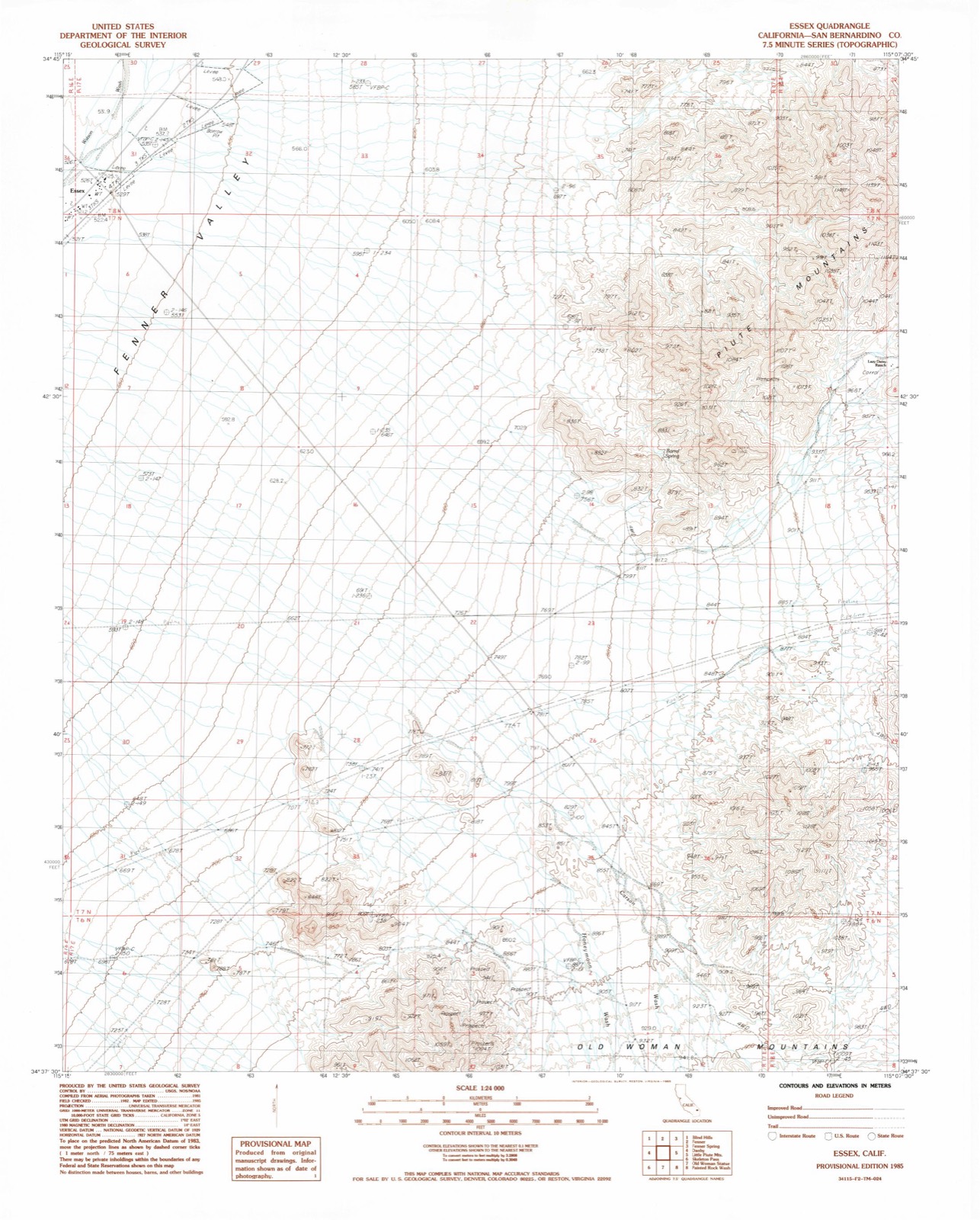 Topographic sheet of Essex, surveyed 1985