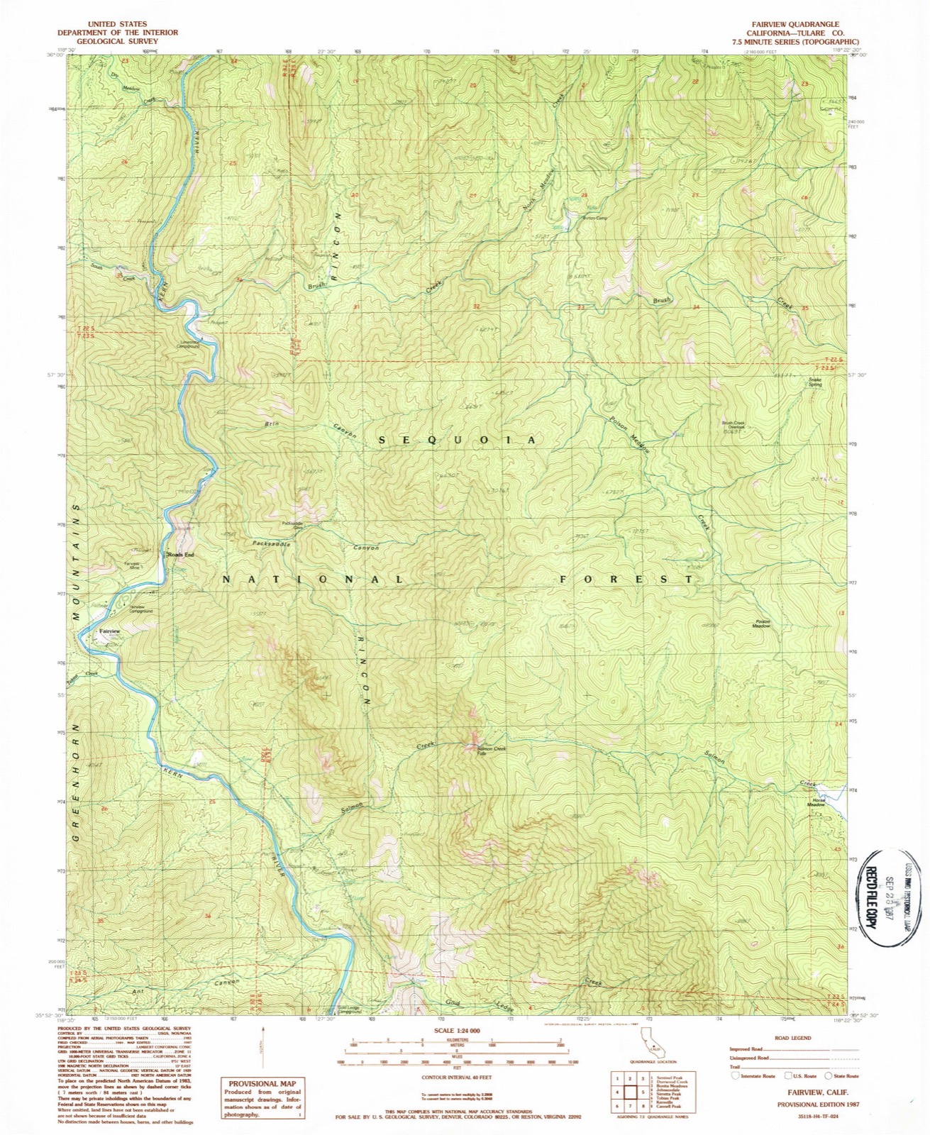 Topographic sheet of Roads End, surveyed 1987
