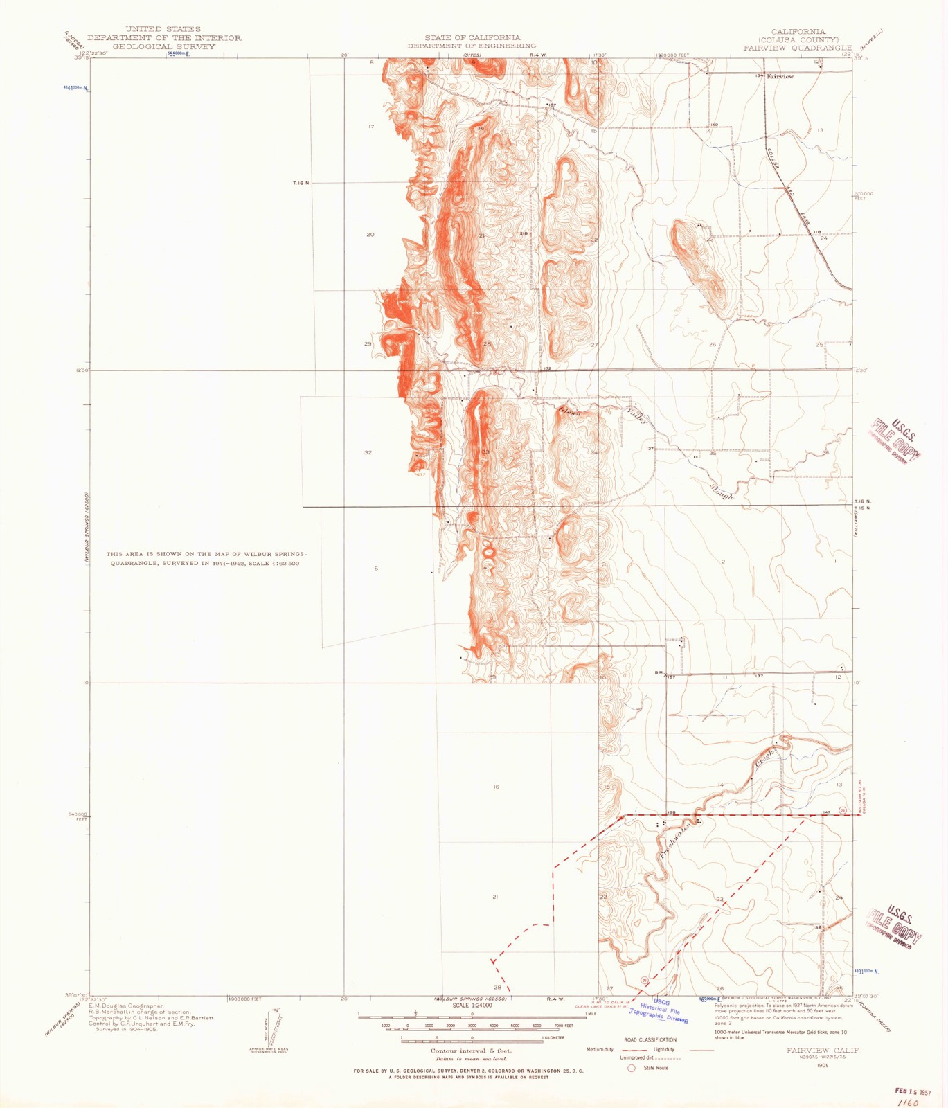Topographic sheet of Roads End, surveyed 1905
