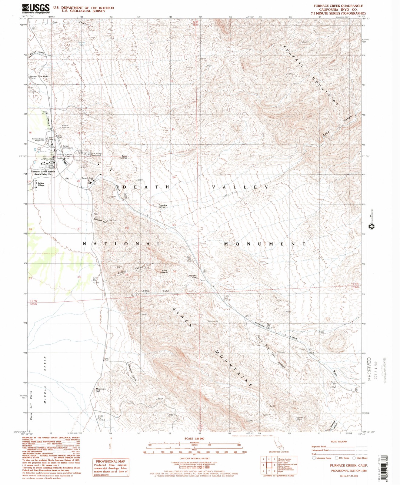 Topographic sheet of Indian Village, surveyed 1988