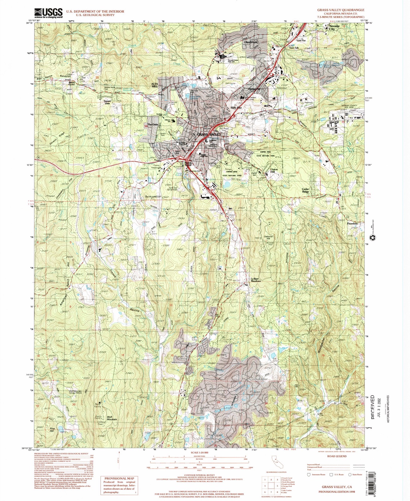 Topographic sheet of Glenbrook, surveyed 1998
