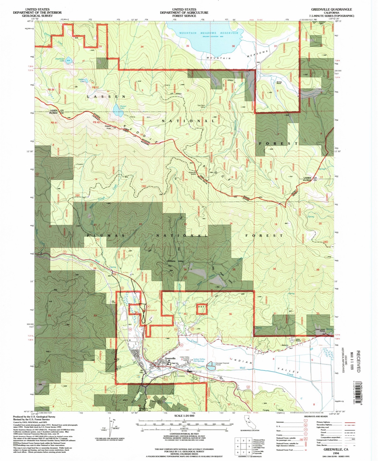Topographic sheet of Greenville, surveyed 1994