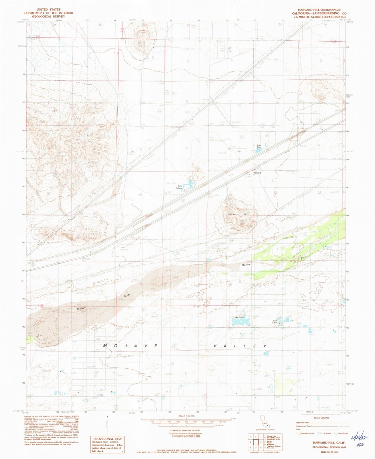 Topographic sheet of Harvard, surveyed 1982