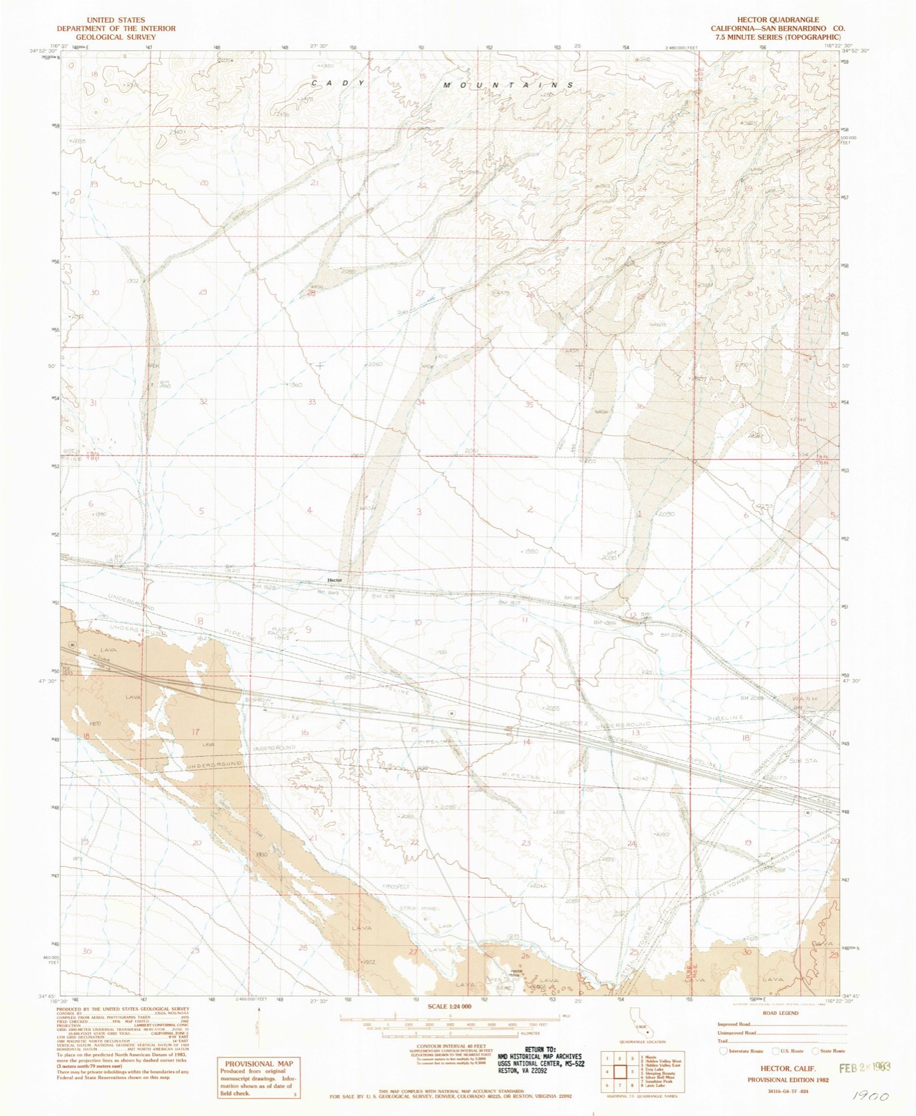 Topographic sheet of Hector, surveyed 1982