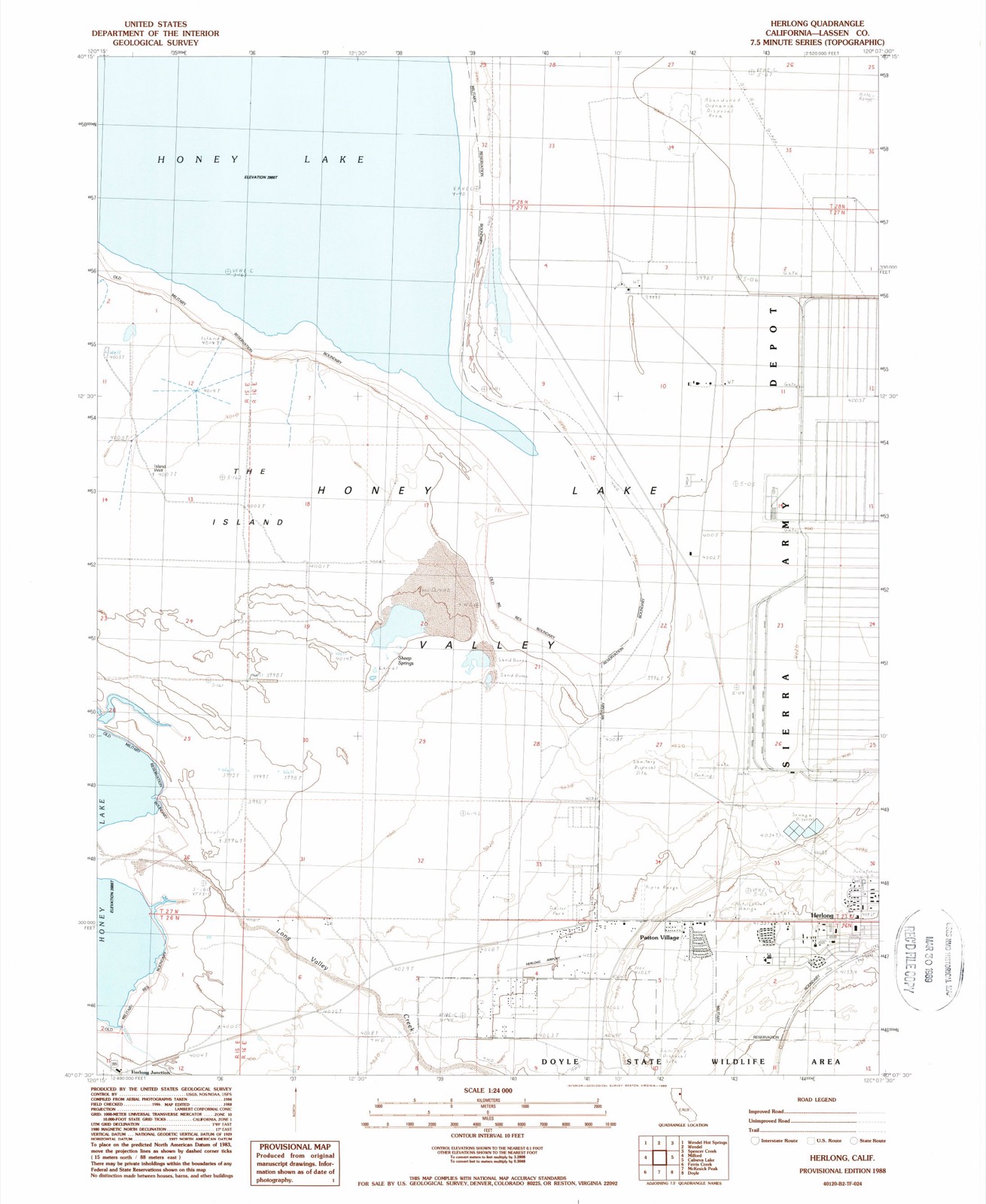 Topographic sheet of Patton Village, surveyed 1988