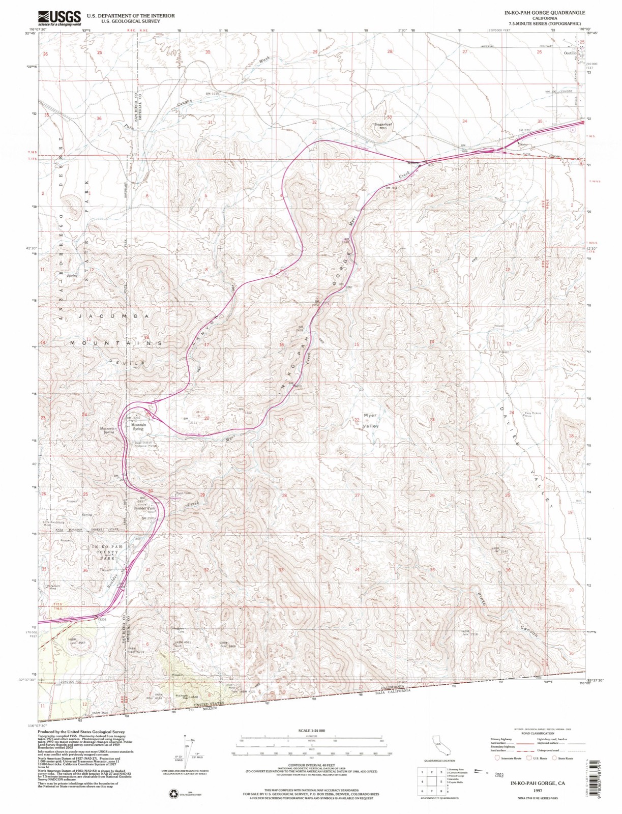 Topographic sheet covering Desert View Tower, surveyed 1997