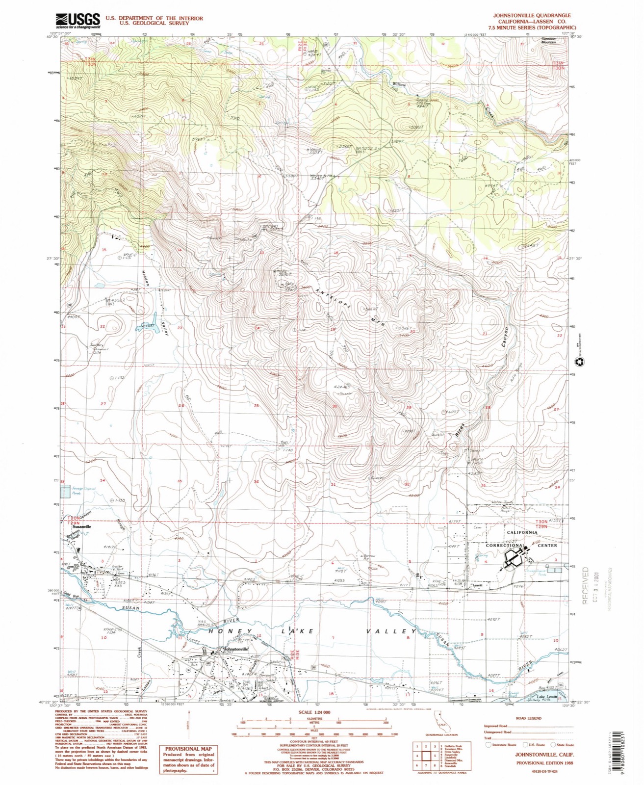 Topographic sheet of Leavitt, surveyed 1988