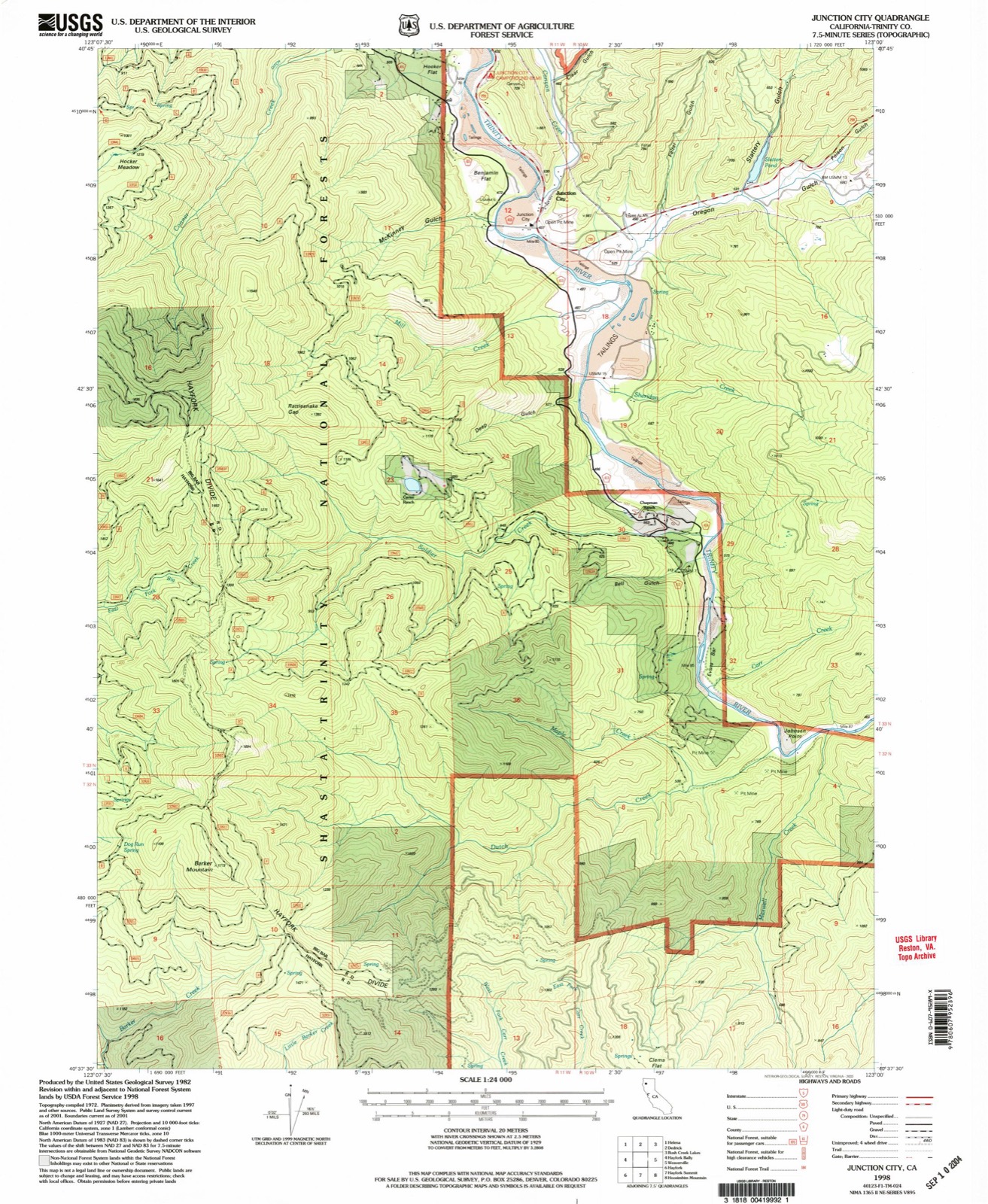 Topographic sheet of Junction City, surveyed 1998