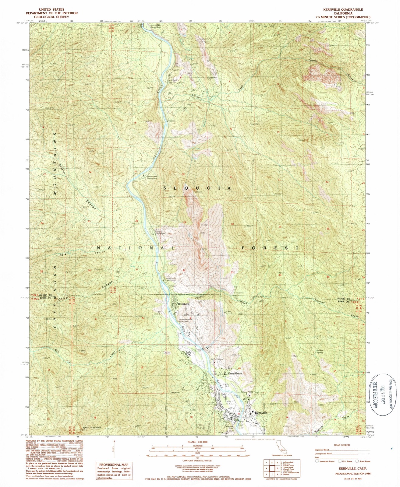 Topographic sheet of Riverkern, surveyed 1986