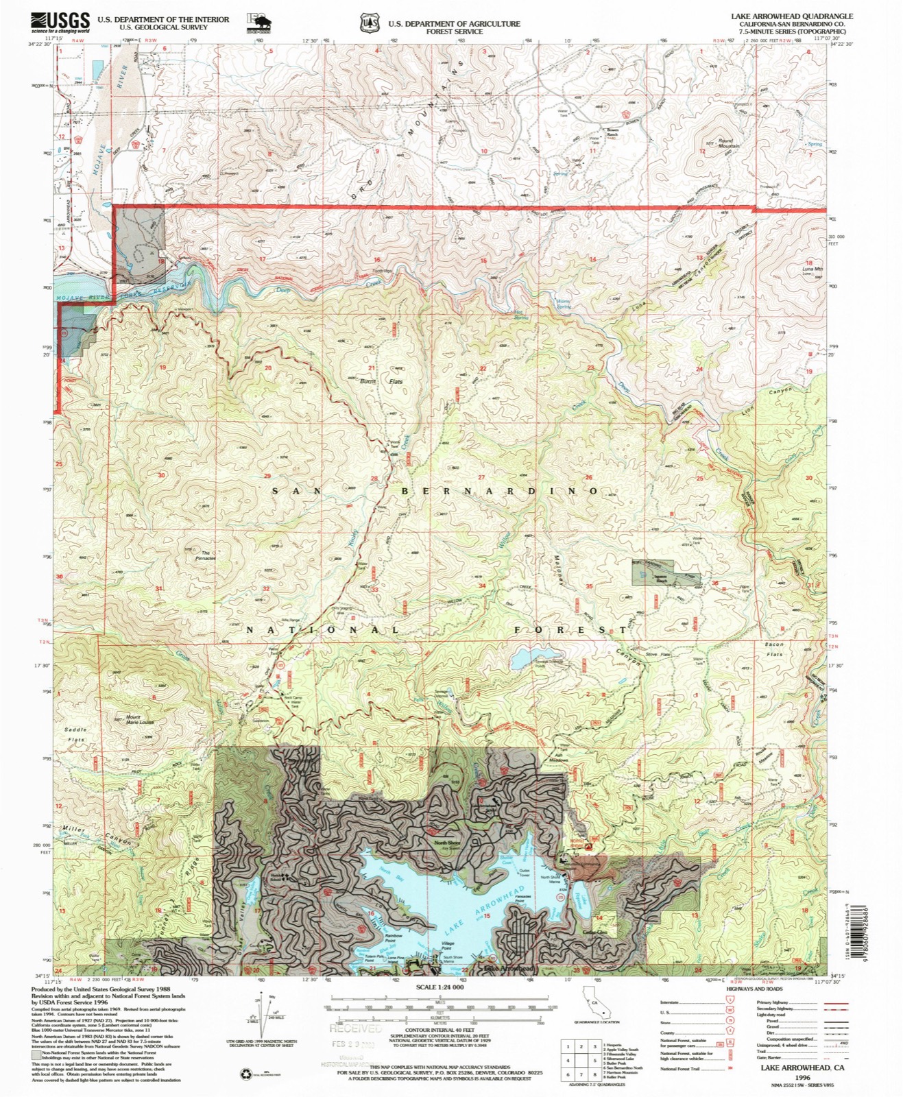Topographic sheet of Cedar Glen, surveyed 1996