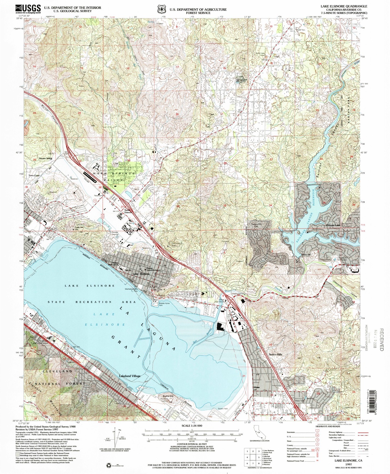 Topographic sheet of Canyon Lake, surveyed 1997