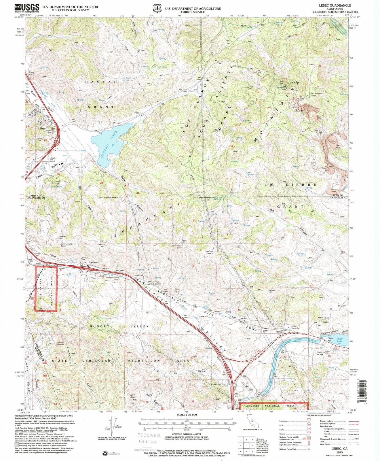 Topographic sheet of Gorman, surveyed 1995