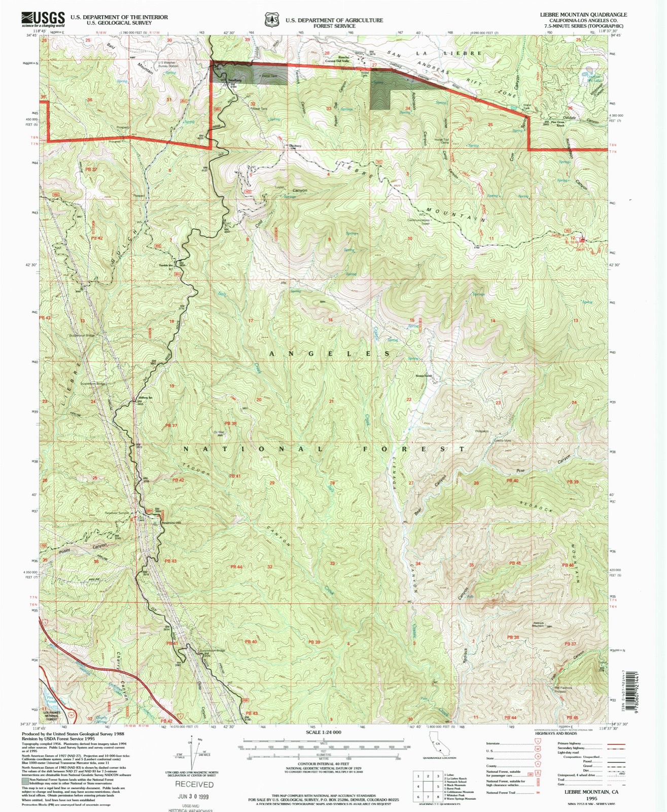 Topographic sheet covering Ridge Route, Old, surveyed 1995