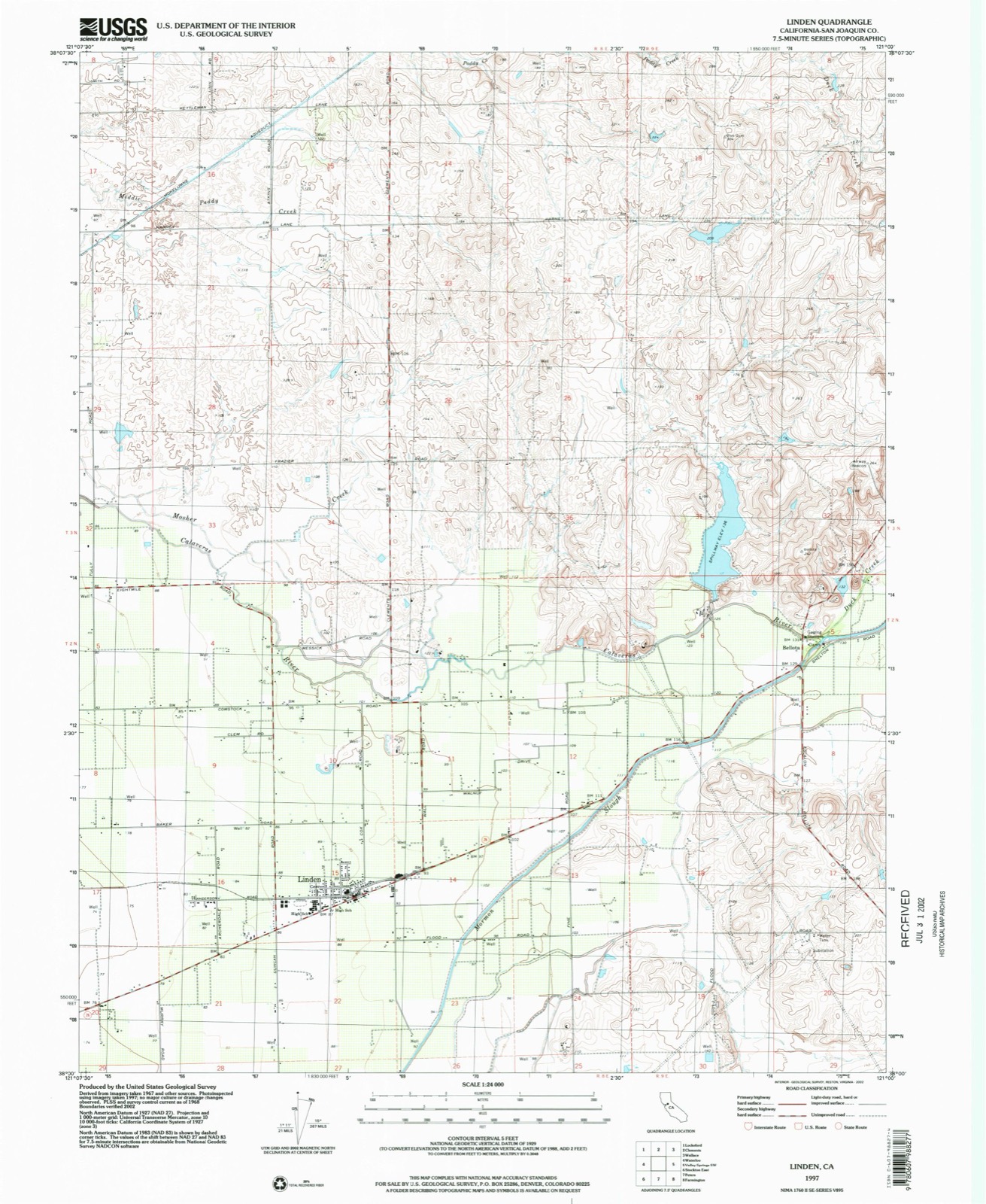 Topographic sheet of Linden, surveyed 1997