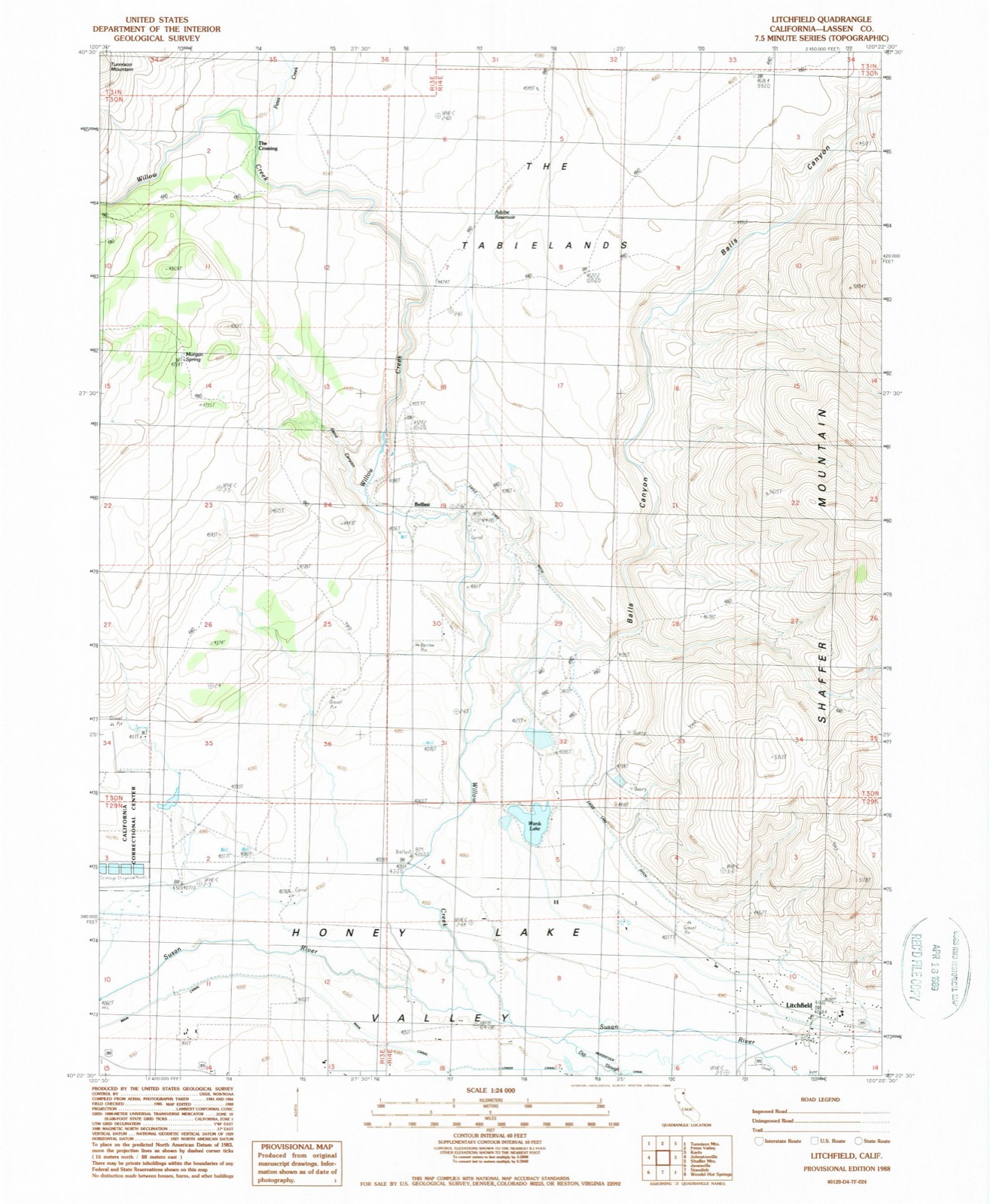 Topographic sheet of The Crossing, surveyed 1988