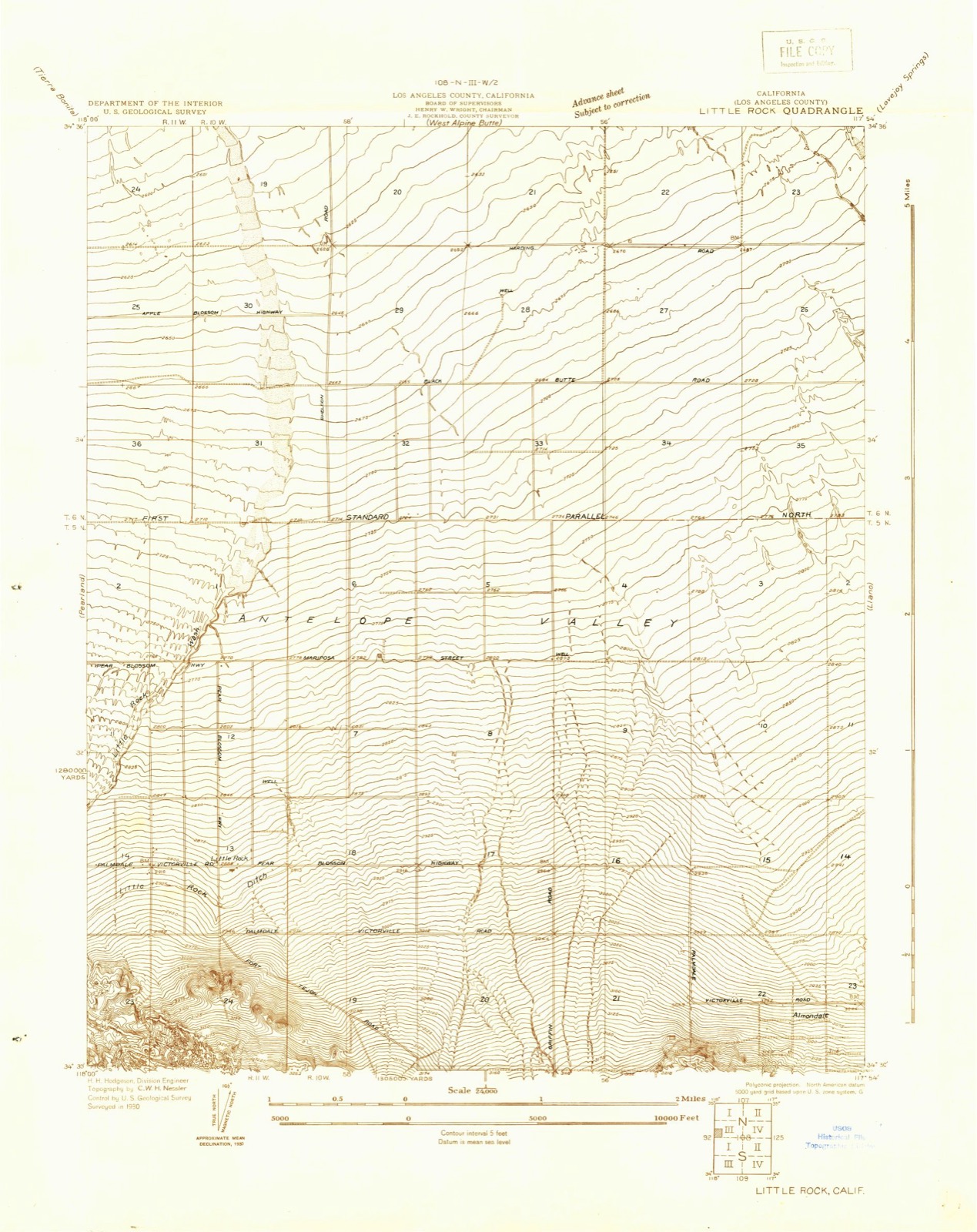 Topographic sheet of Littlerock, surveyed 1930