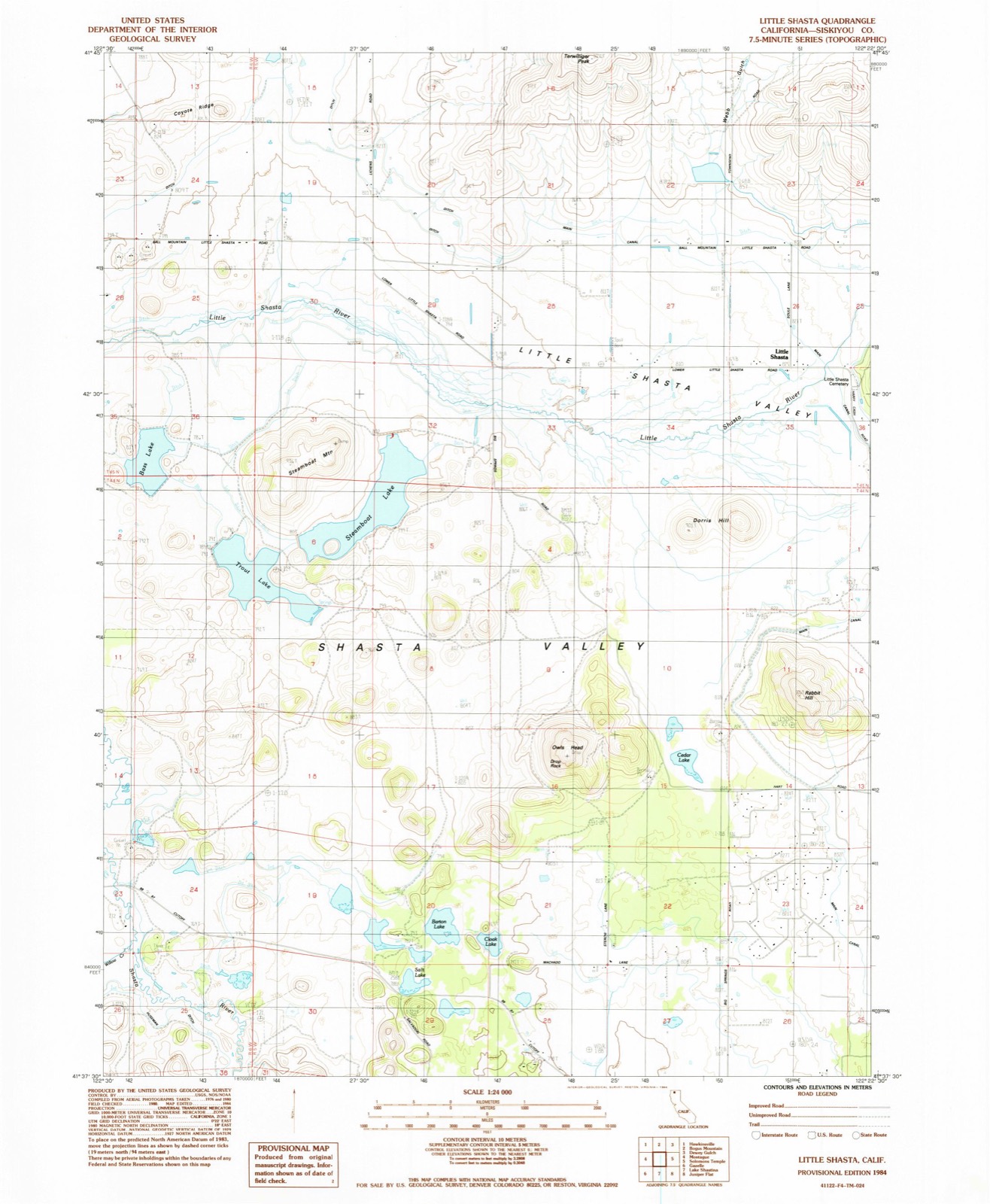 Topographic sheet of Little Shasta, surveyed 1984