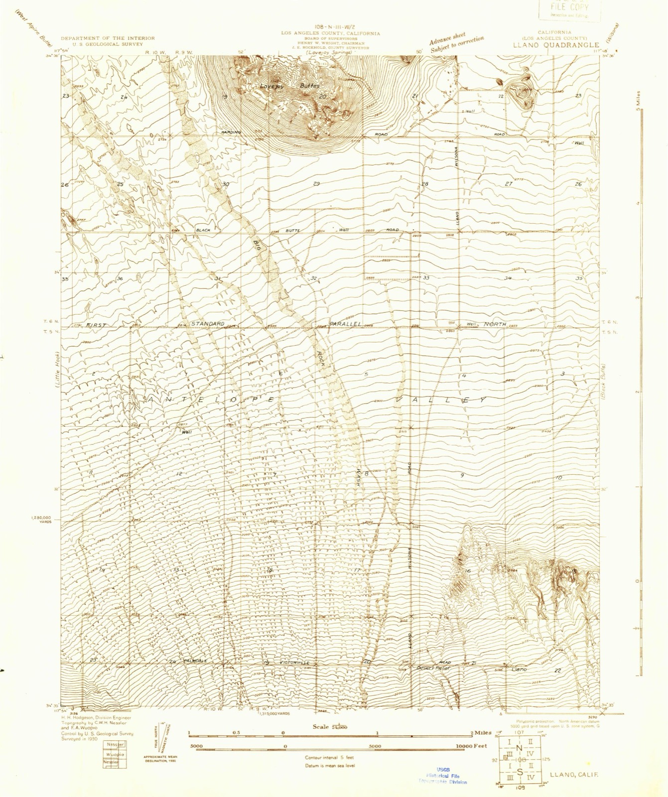 Topographic sheet of Desert Relief (historical), surveyed 1930