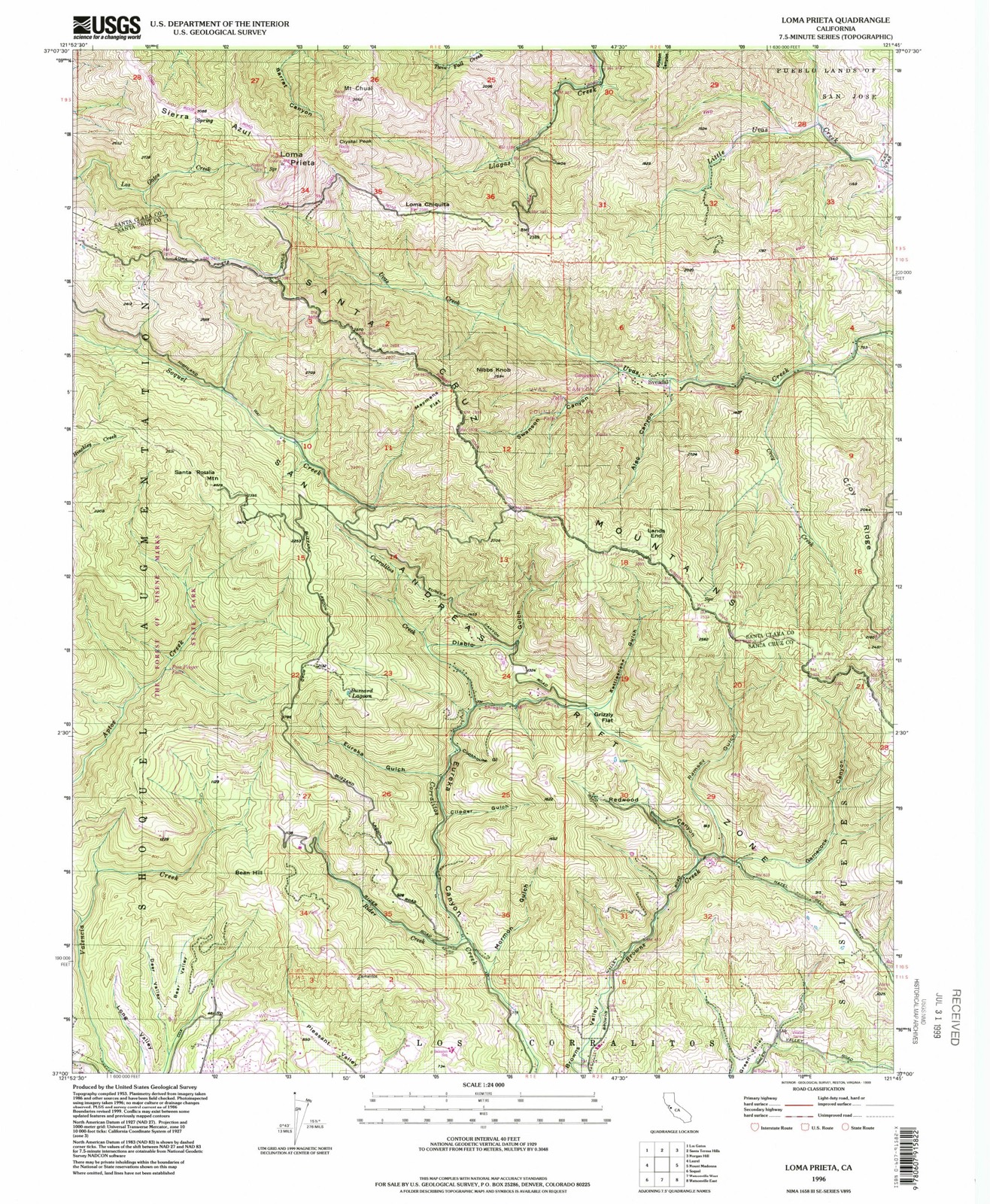 Topographic sheet of Mountain Home, surveyed 1996