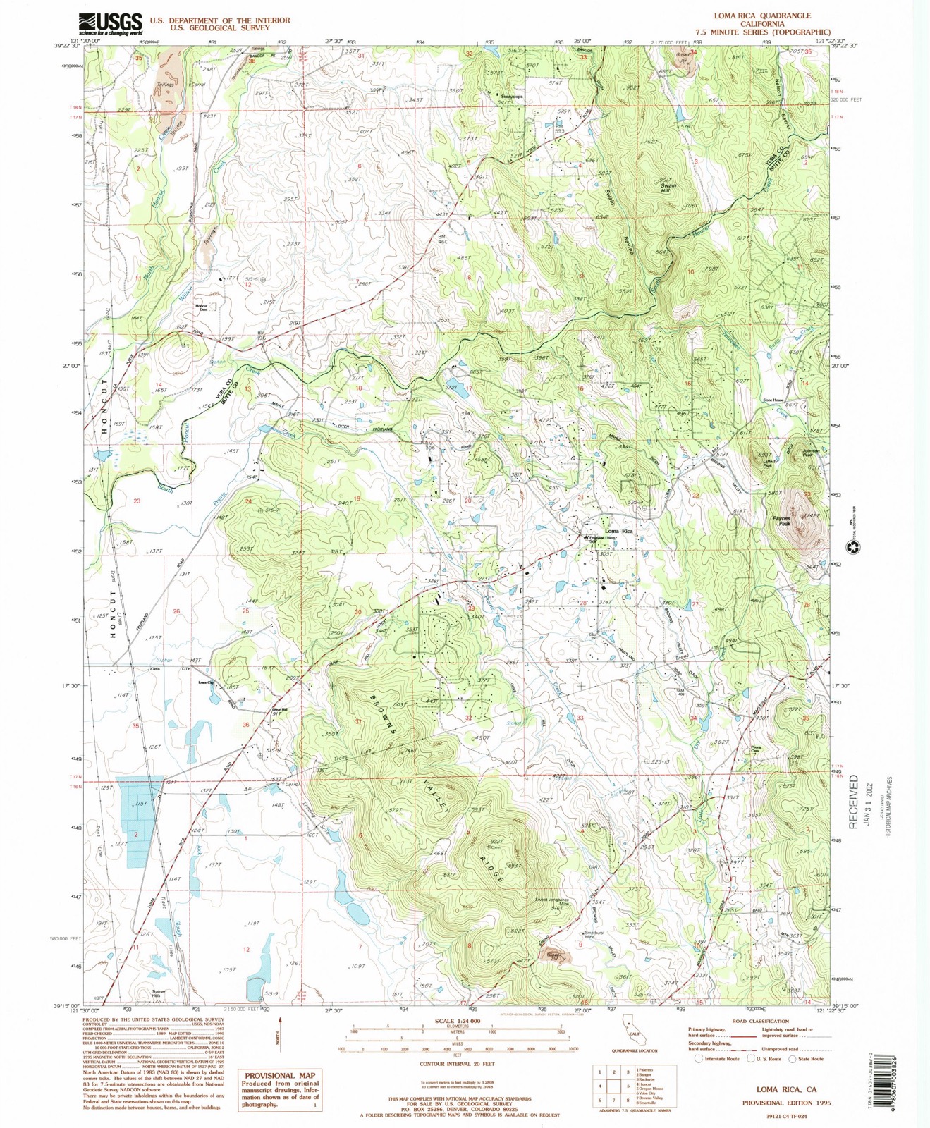 Topographic sheet of Sunnyslope, surveyed 1995